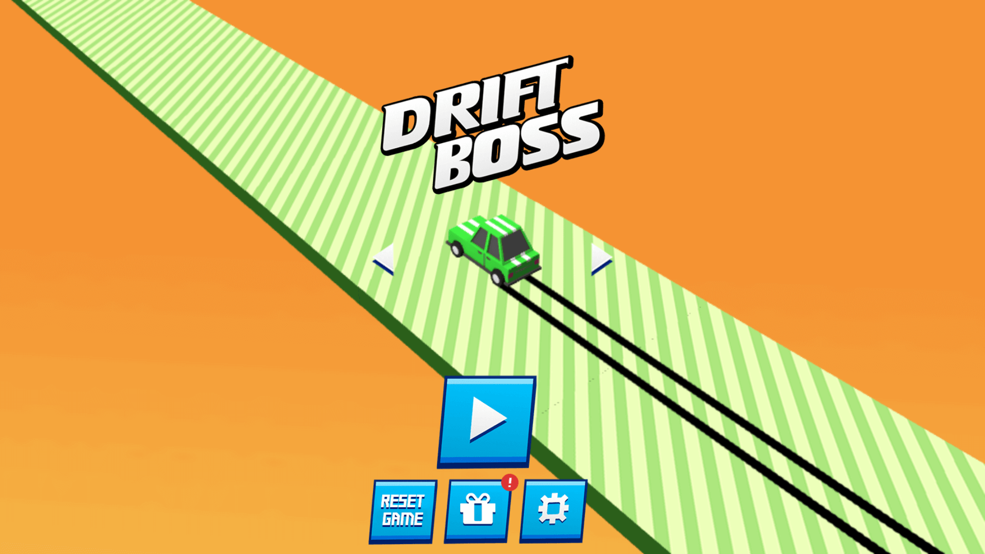 Gameplay screenshot of Drift Boss showing a car drifting on a narrow path
