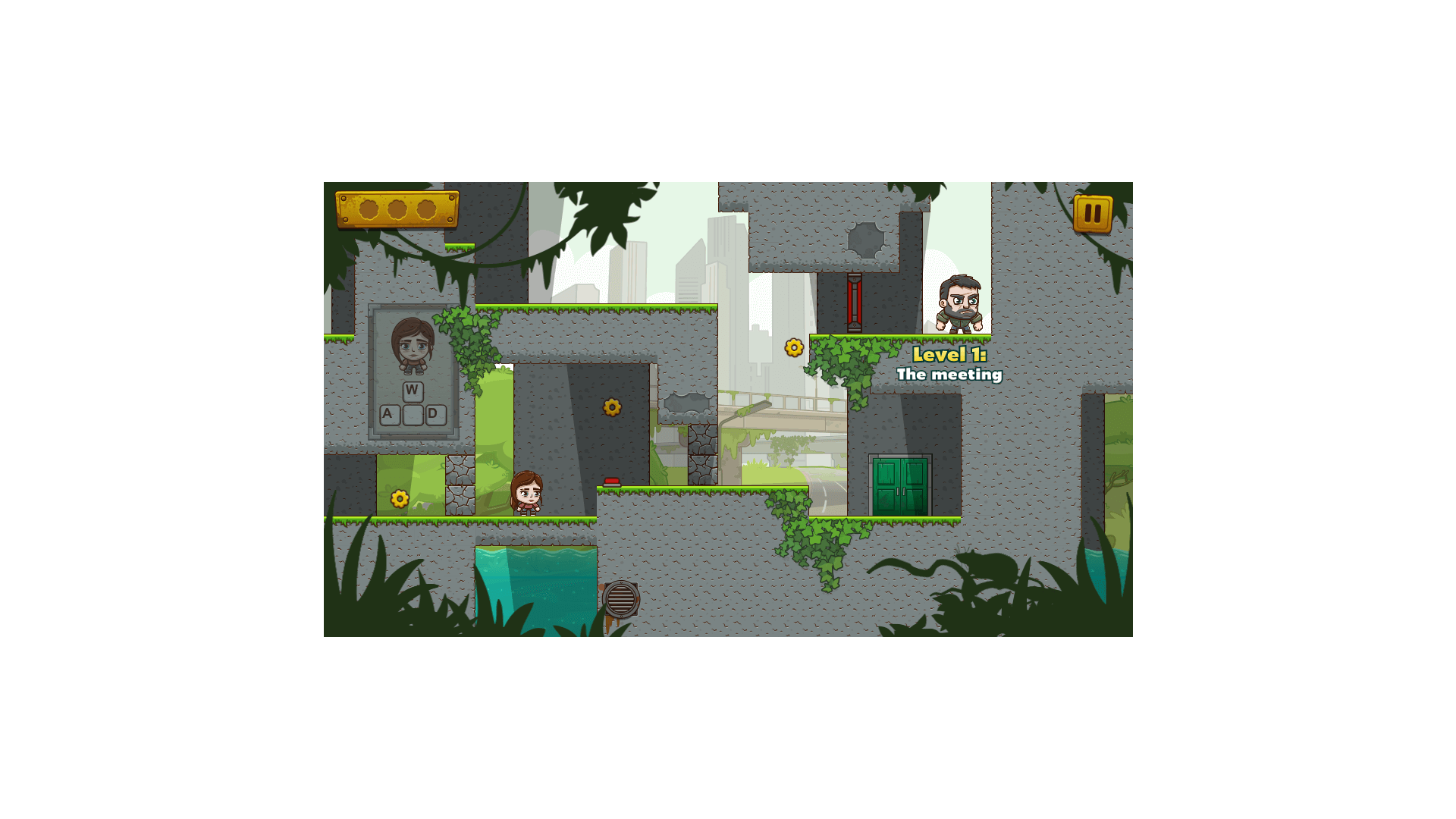 Two characters working together to solve puzzles in Duo Survival2