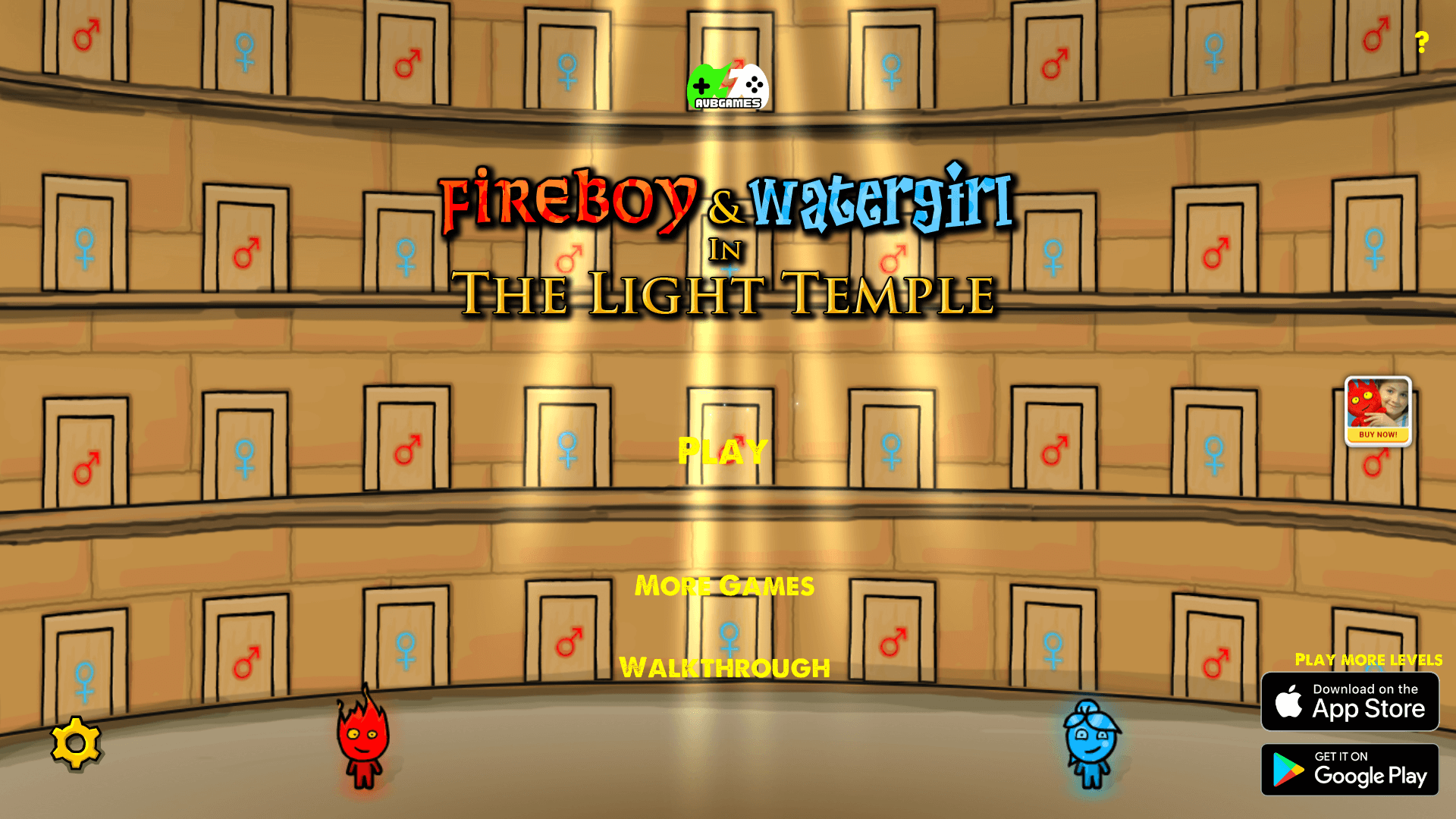 Fireboy and Watergirl solving puzzles with lasers in the Light Temple
