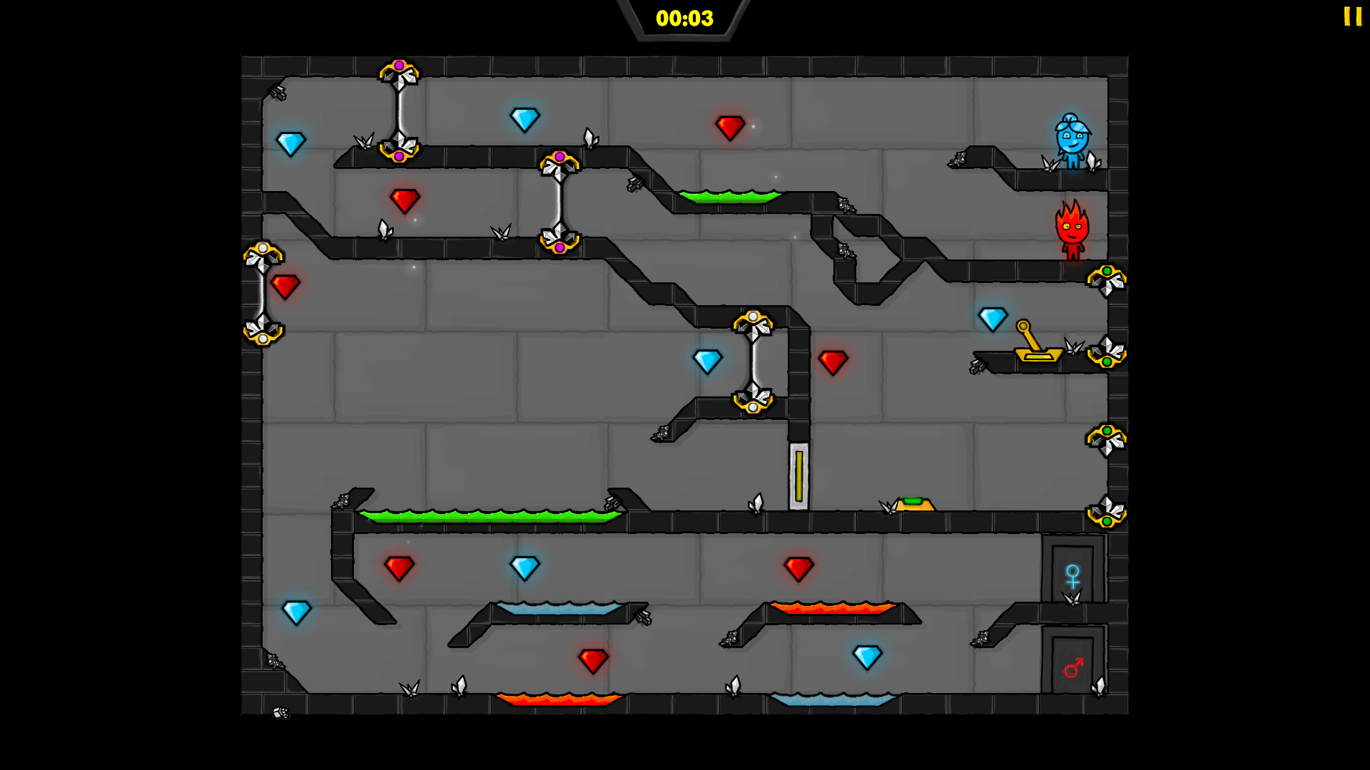 Colorful level design in Fireboy and Watergirl 4: Crystal Temple