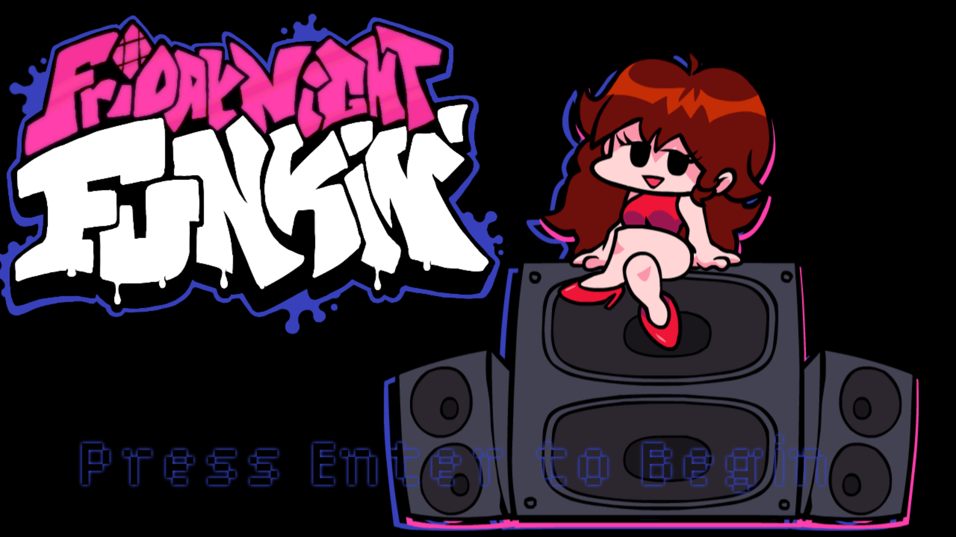 Friday Night Funkin' gameplay showing arrow keys and character rap battle on stage