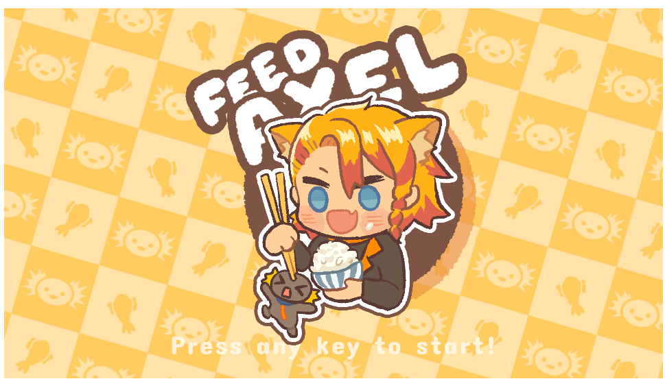 FeedAxel character Axel showing a happy reaction after tasting the food