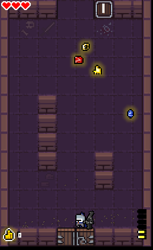 Player shooting enemies while exploring dungeons in Gun Knight