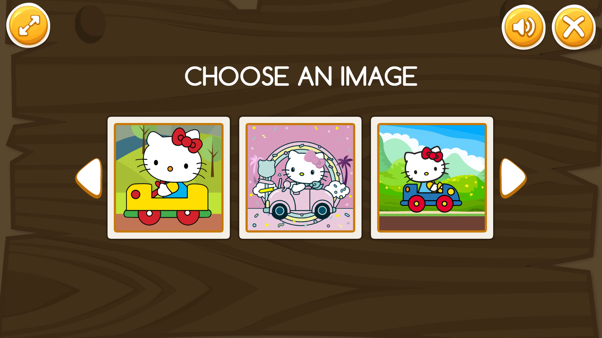 Completed Hello Kitty car jigsaw with vibrant colors and cartoon style
