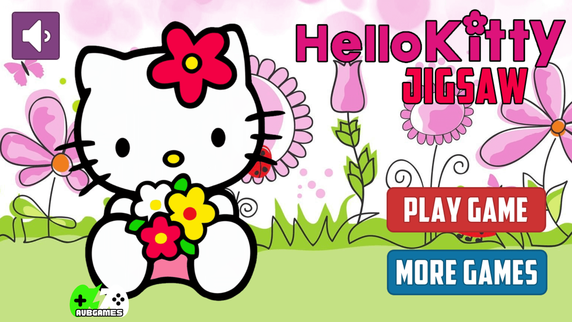 Hello Kitty jigsaw puzzle pieces being arranged on a bright background