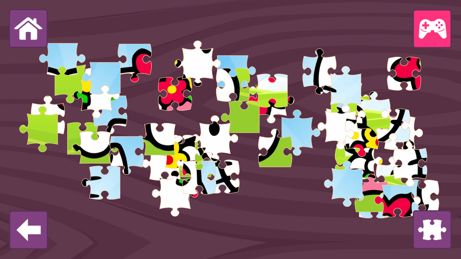 Puzzle difficulty selection screen with Easy, Medium, and Hard options