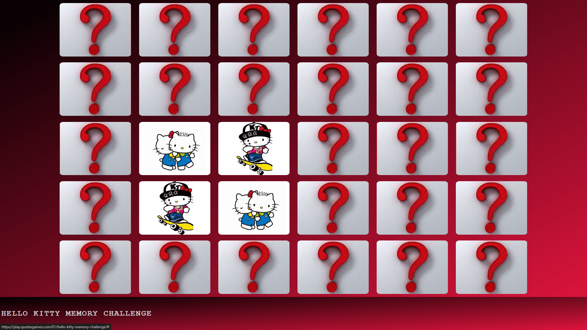 Player flipping two cards to find a matching Hello Kitty pair
