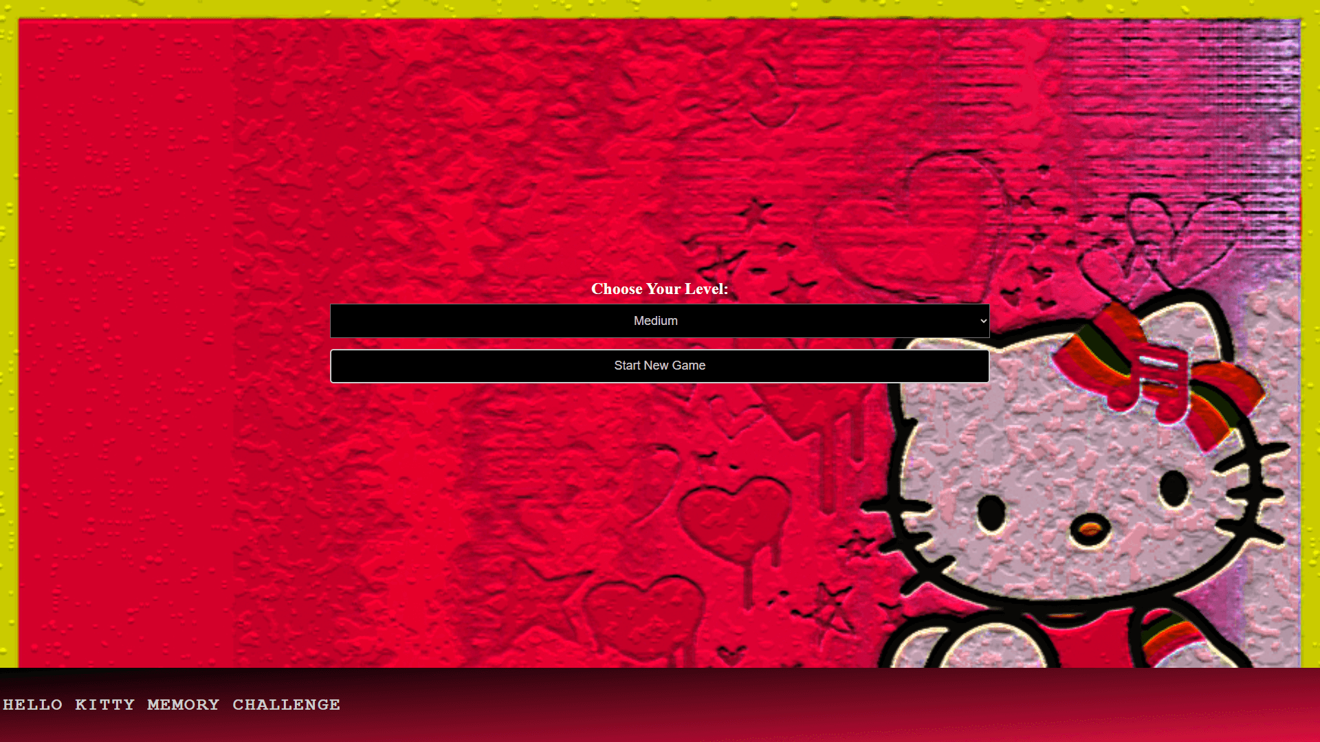 Hello Kitty memory cards face down on the game board