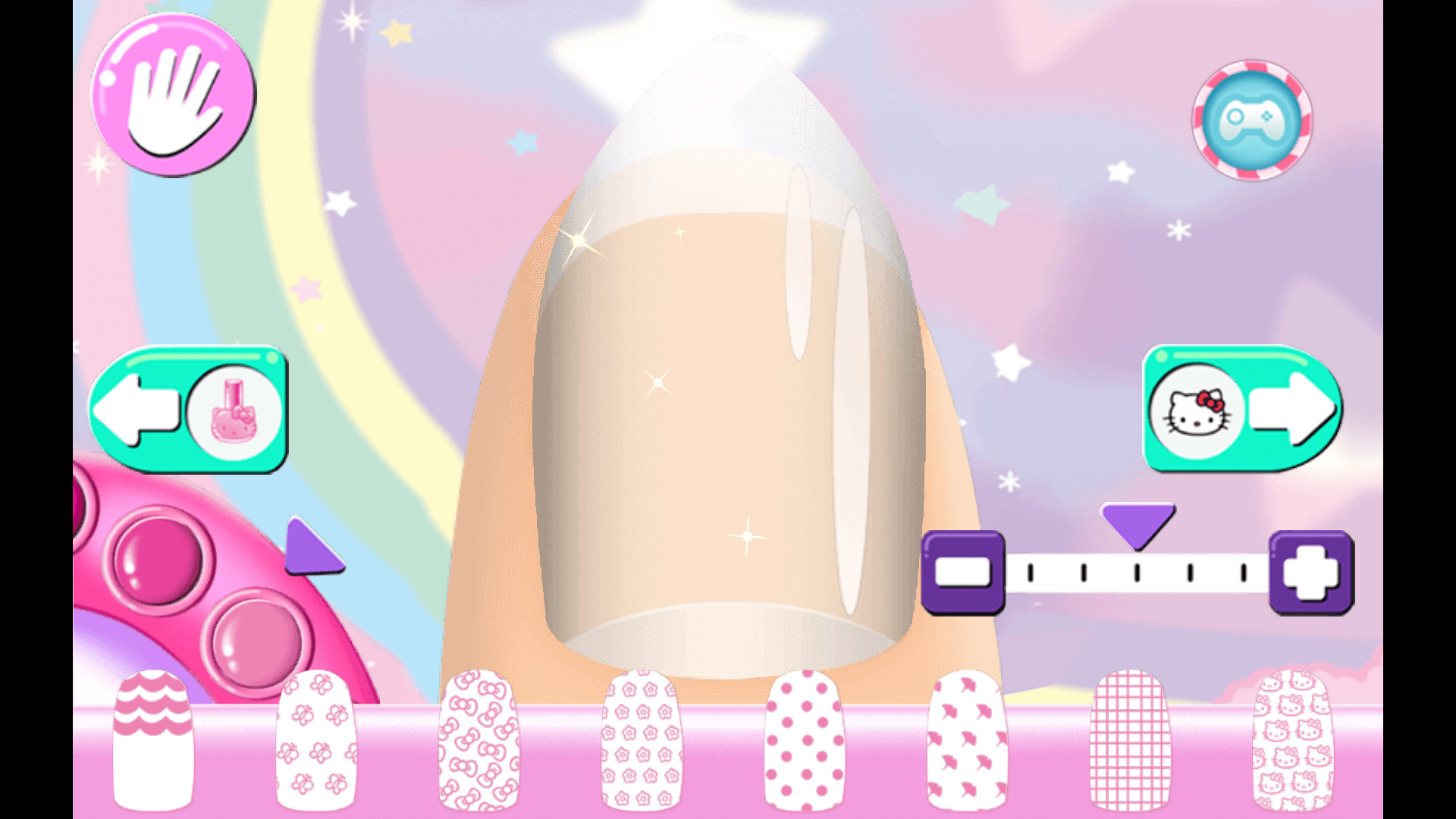 In-game interface showing different nail shapes and accessories
