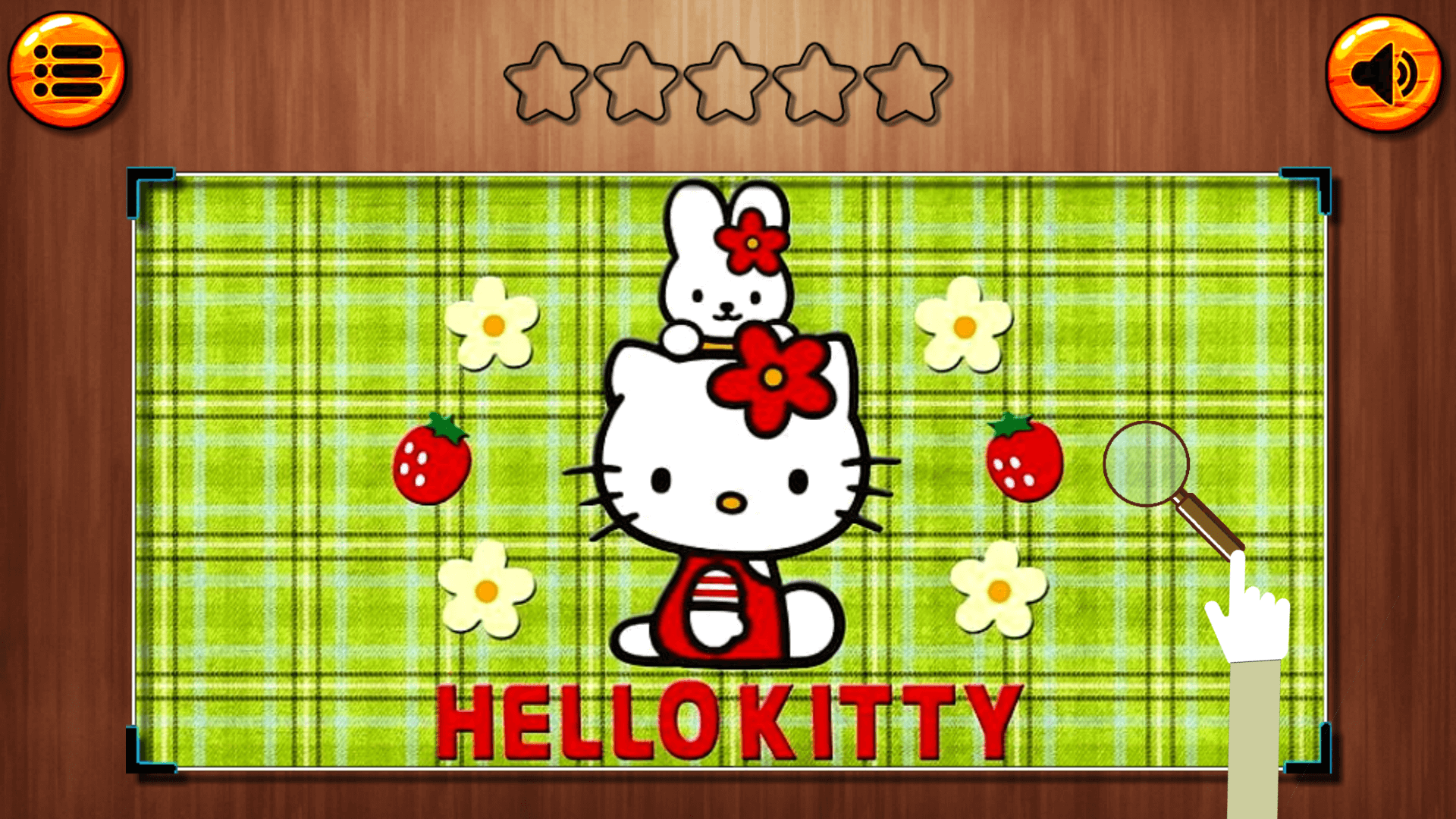 Hidden Stars Hello Kitty level completed screen with five stars found