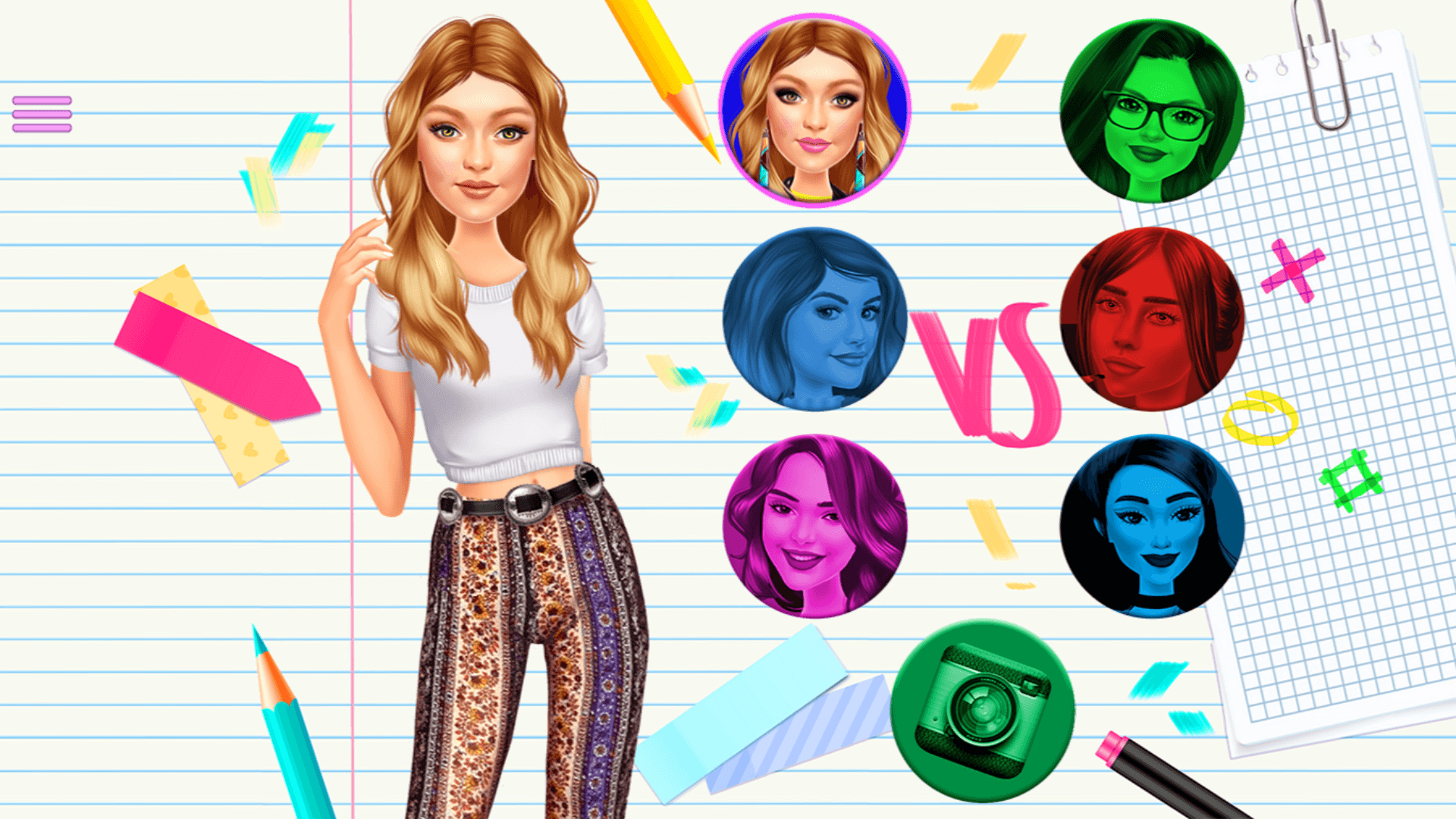 Choose between top models and famous singers in Highschool Mean Girls 2 fashion battle game