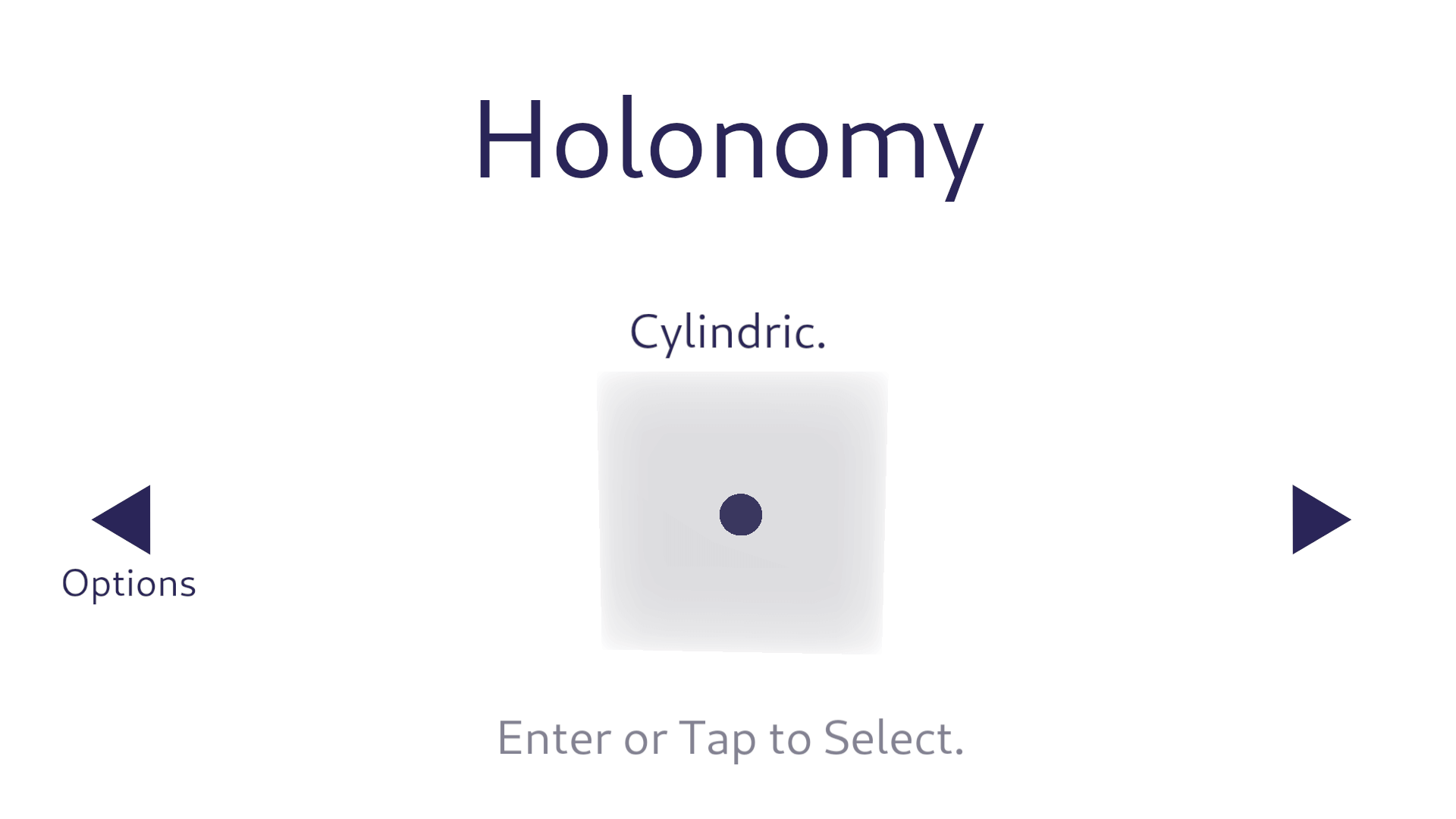 On-screen square buttons and arrow key controls for movement in Holonomy Web puzzle game