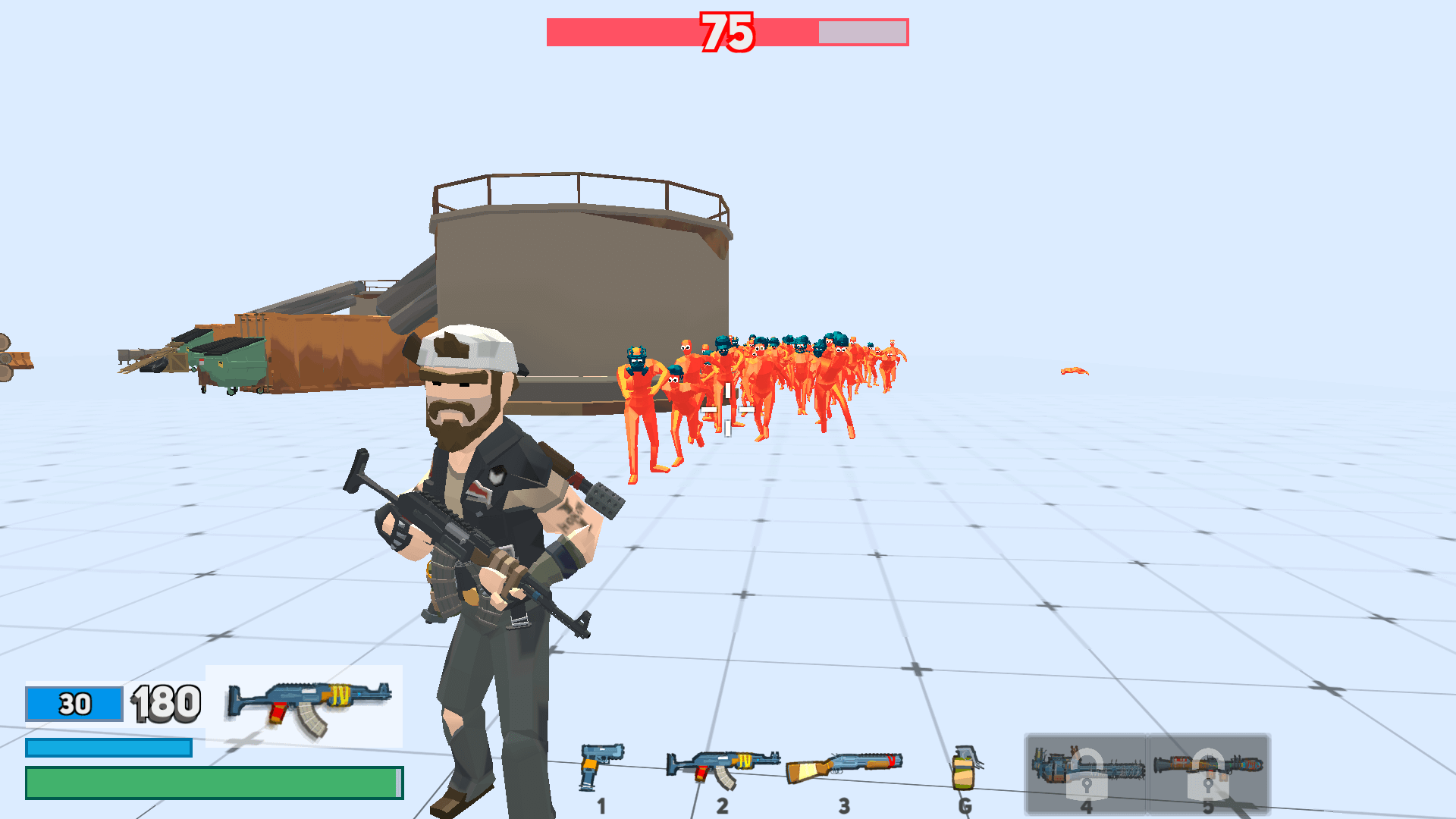 Explosions and gunfire in a zombie-infested urban battlefield