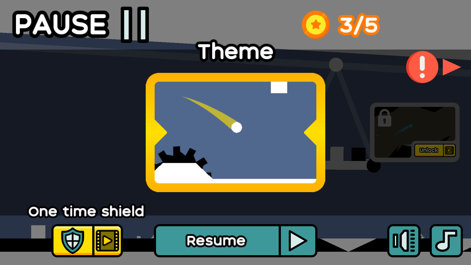 Gameplay scene with obstacles and coin collection