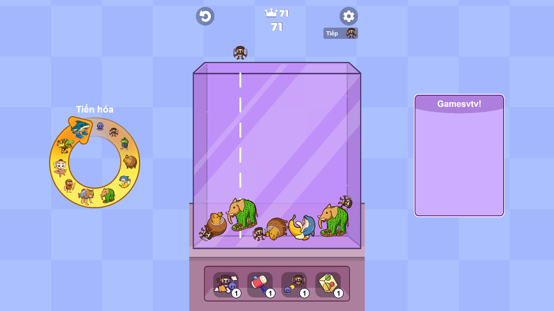 Colorful meme creatures waiting to be merged in Merge Rot game1