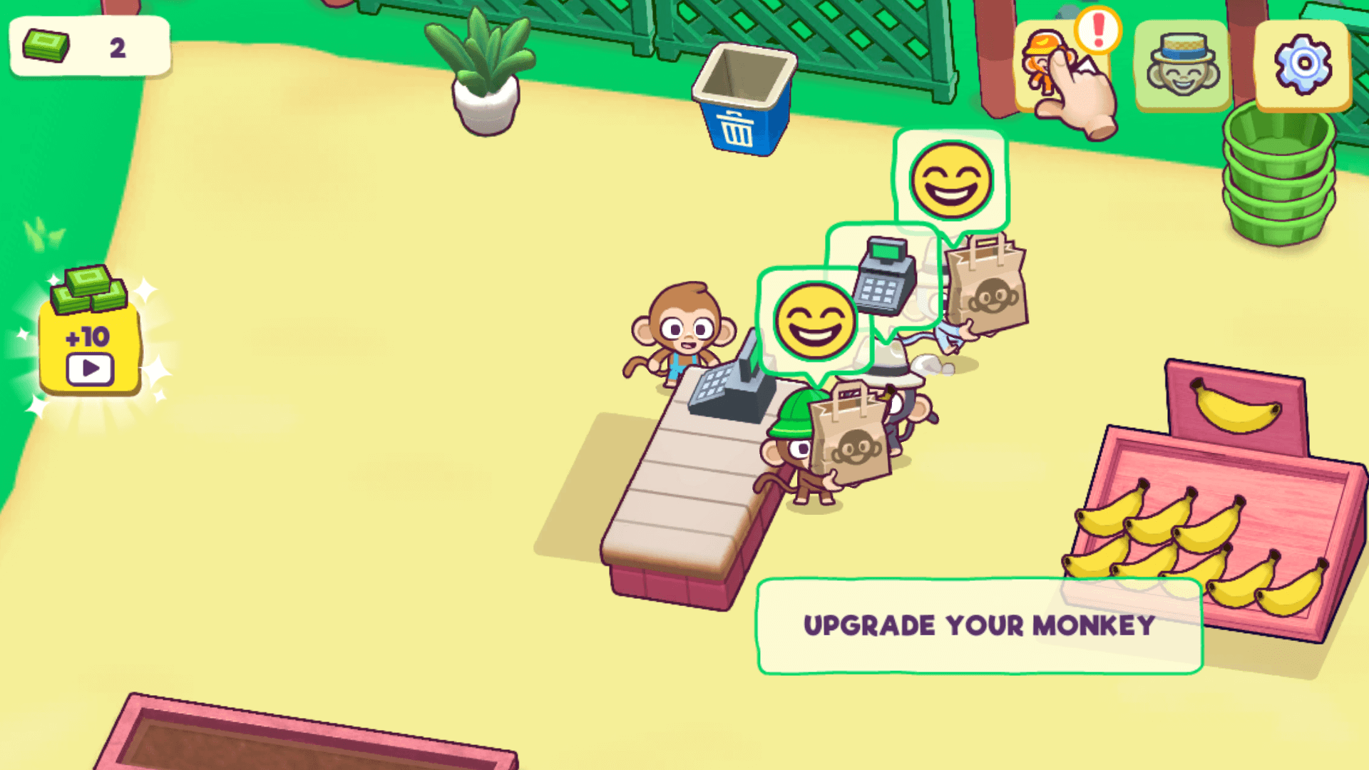Monkey character harvesting bananas in Monkey Mart supermarket1