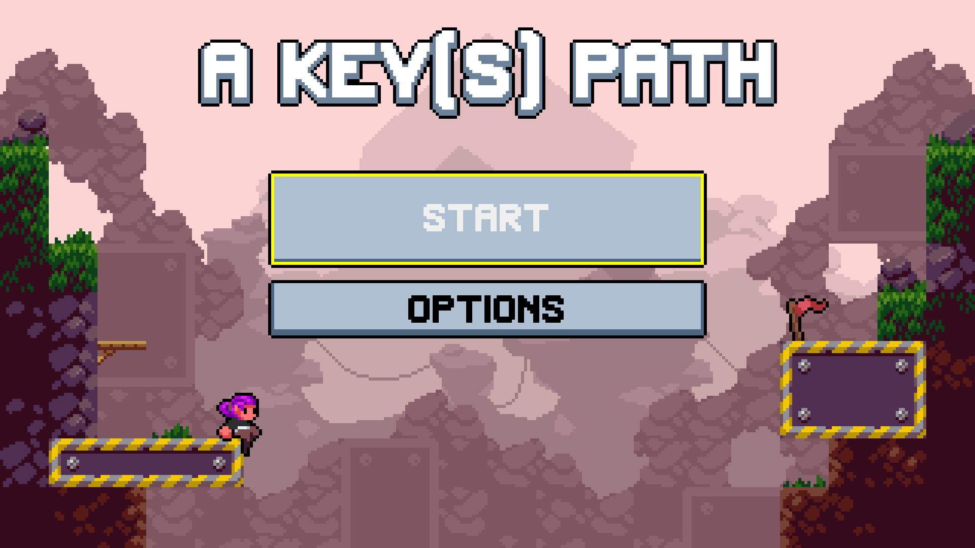 A Keys Path gameplay where the player places Left, Right, and Jump keys as platforms to progress