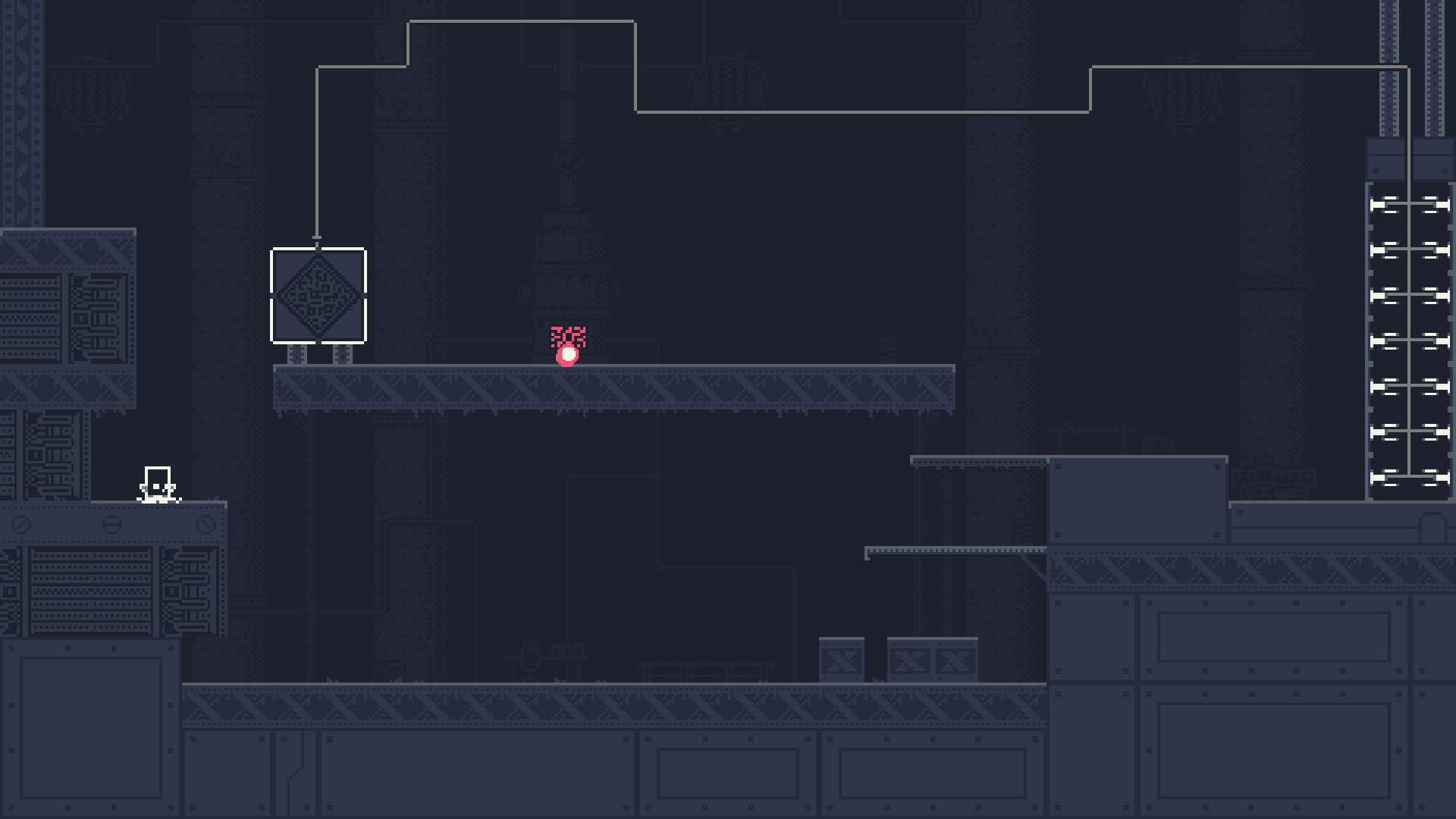 Aura Kid character jumping over deadly spike traps on a pixelated platform