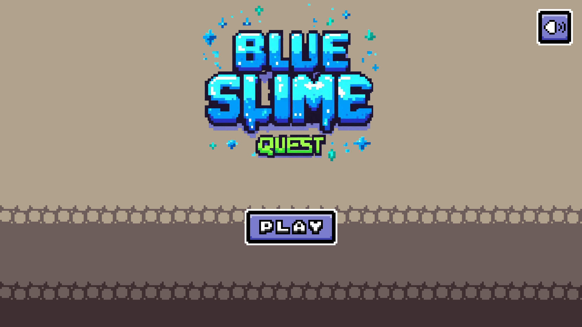 Blue Slime Quest main menu with vibrant graphics and start button