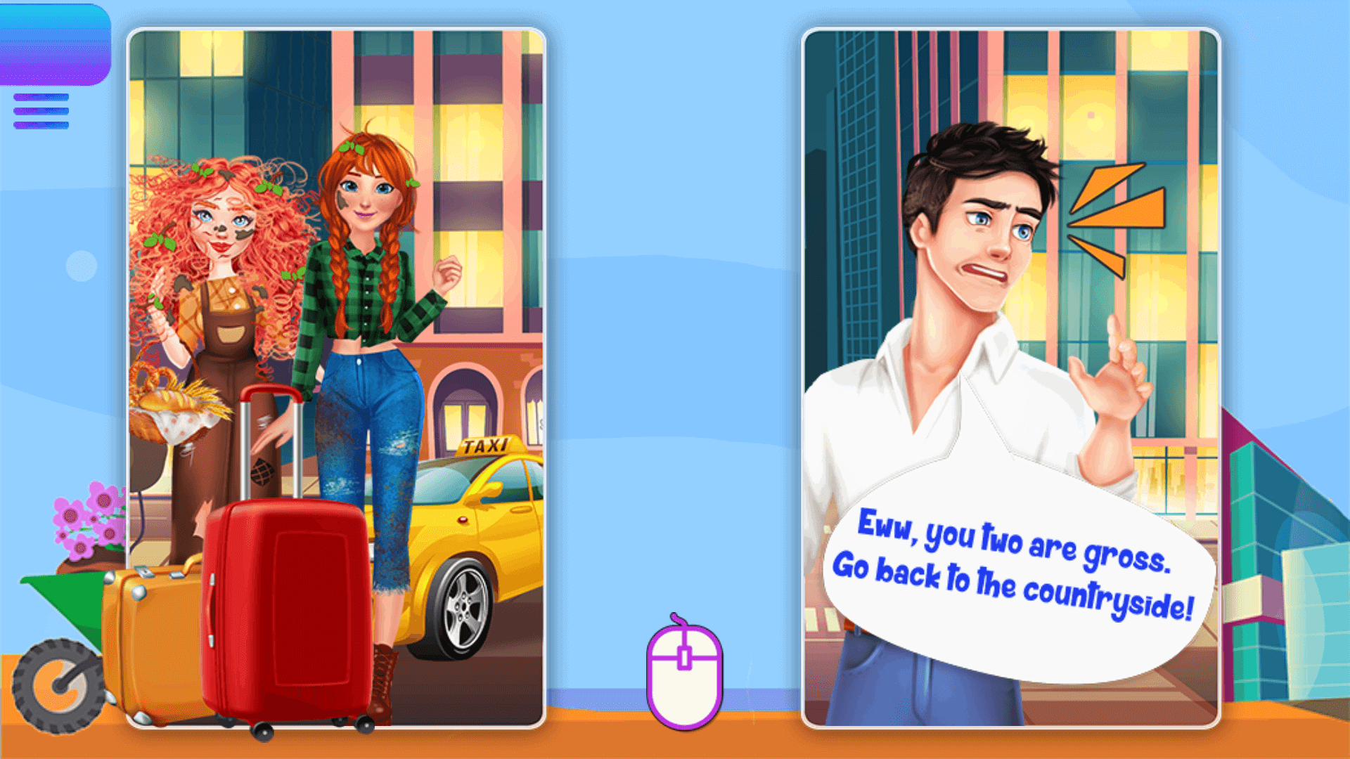 Cleaning and preparing princesses’ faces with skincare steps in Country Girl City Girl makeup game