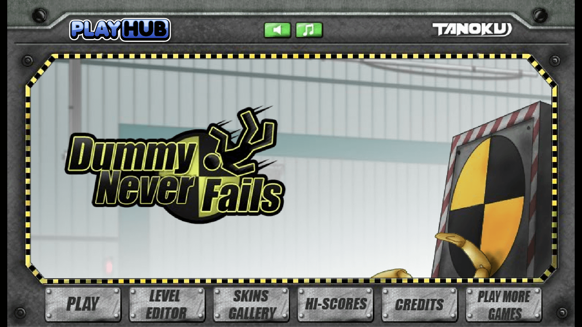 Crash test dummy flying through the air in a physics puzzle level