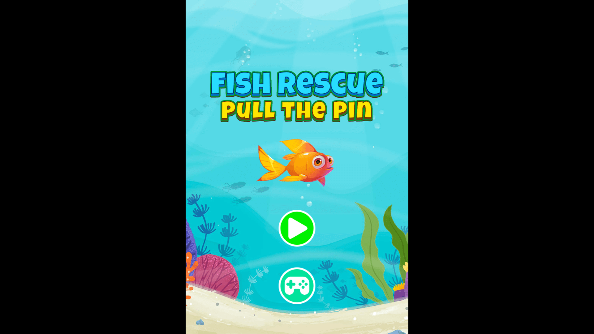 Level selection screen in Fish Rescue with multiple puzzle levels available to unlock and play