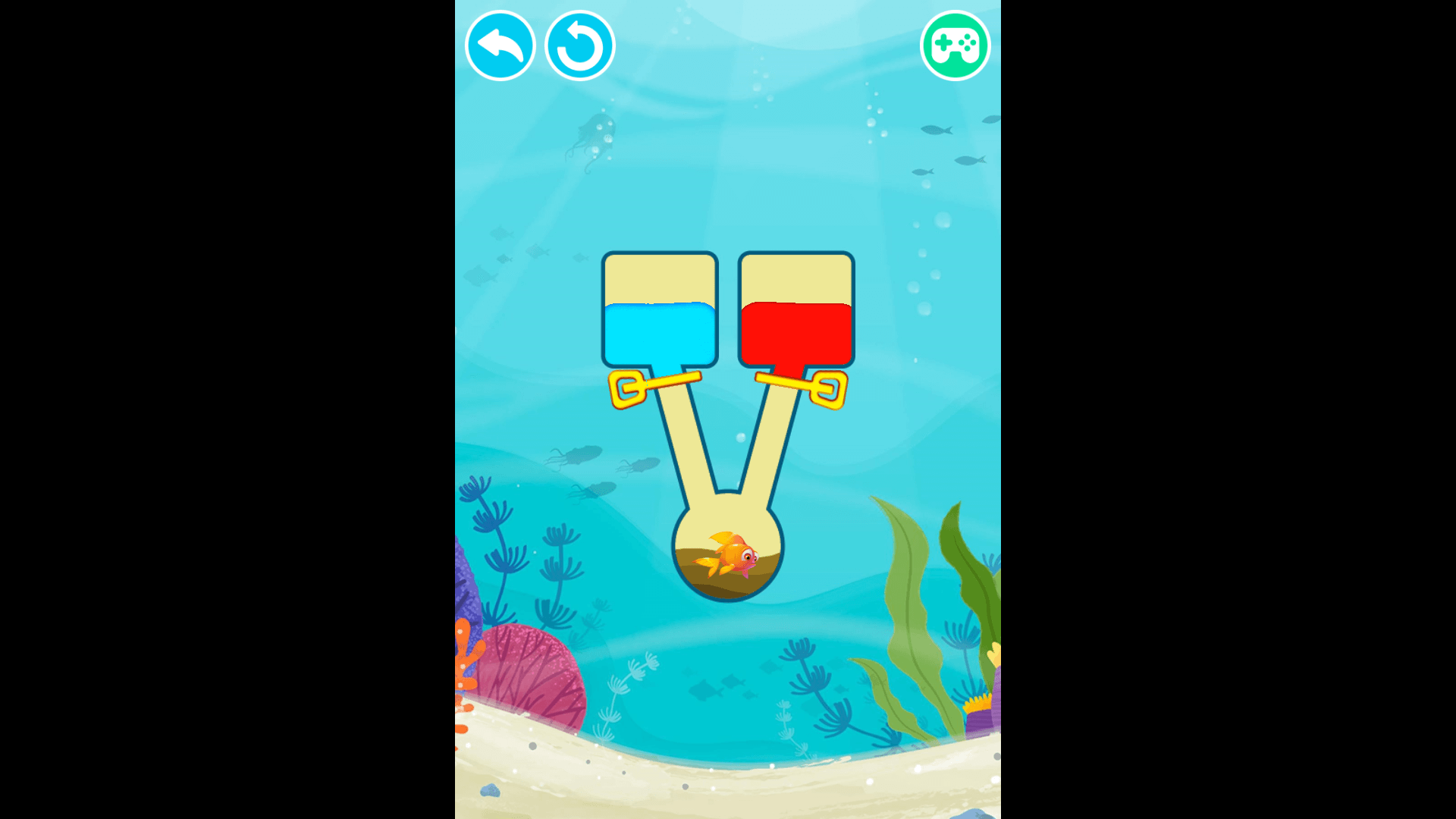 Level selection screen in Fish Rescue with multiple puzzle levels available to unlock and play2