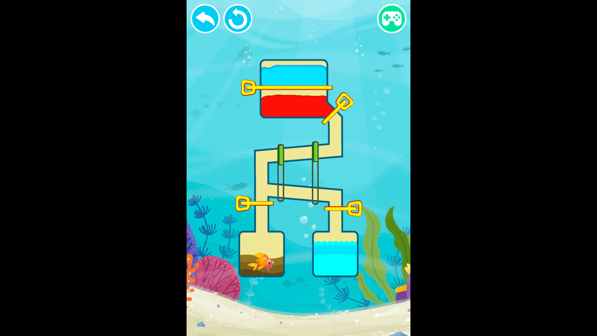 Level selection screen in Fish Rescue with multiple puzzle levels available to unlock and play3