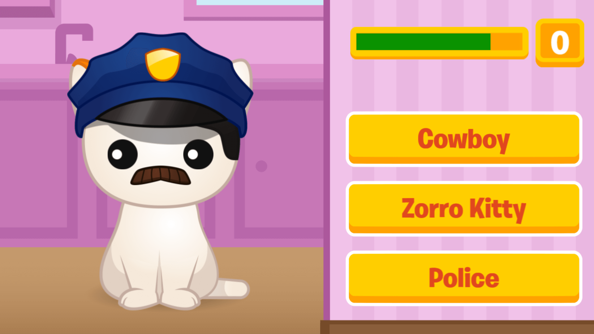 Guess The Kitty gameplay showing a cat photo and three breed name options for the player to choose from1