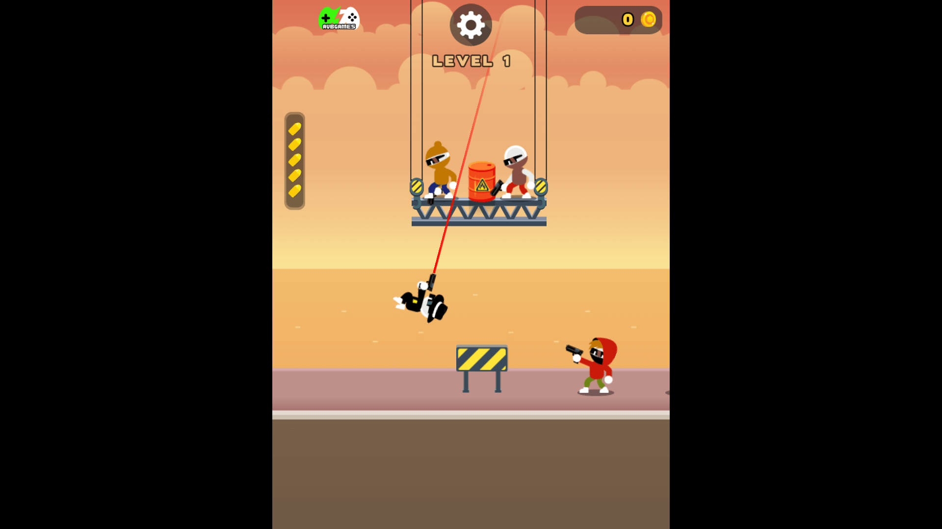 Johnny firing at enemies in slow motion as bullets fly across the screen