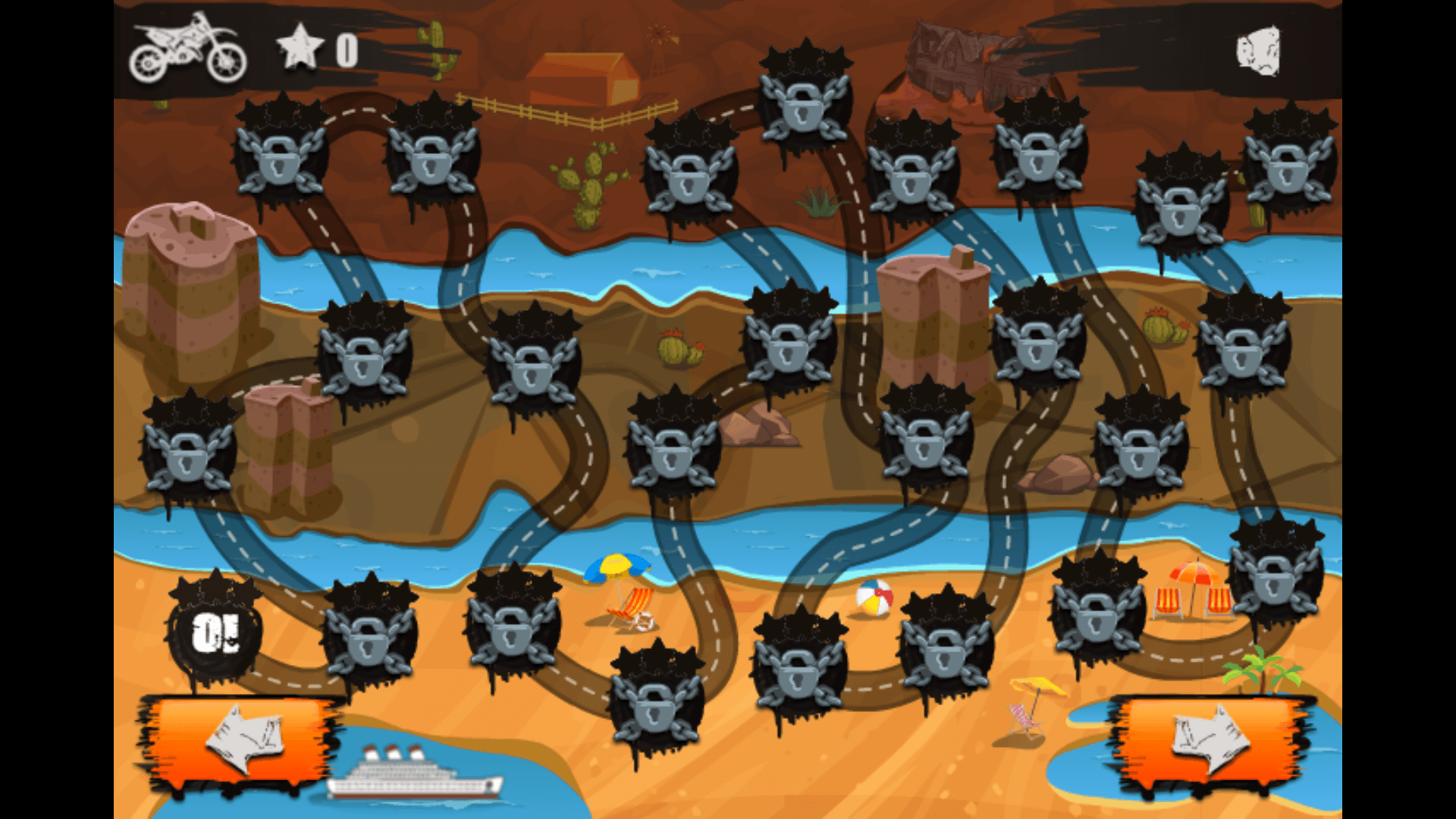 Moto X3M level with deadly spikes, ramps, and loop-de-loops
