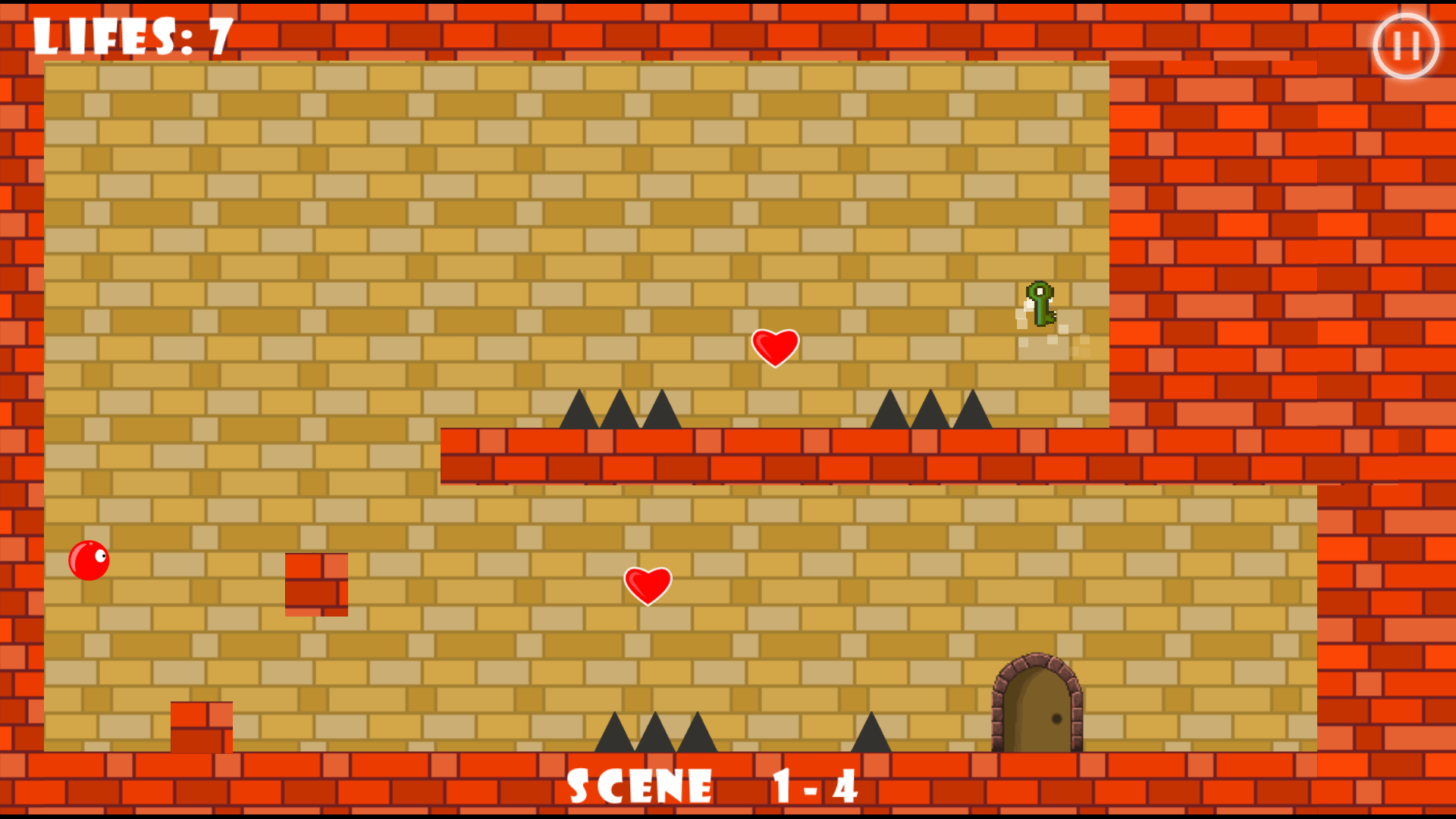 Red Ball avoiding or defeating floating enemies while navigating moving platforms