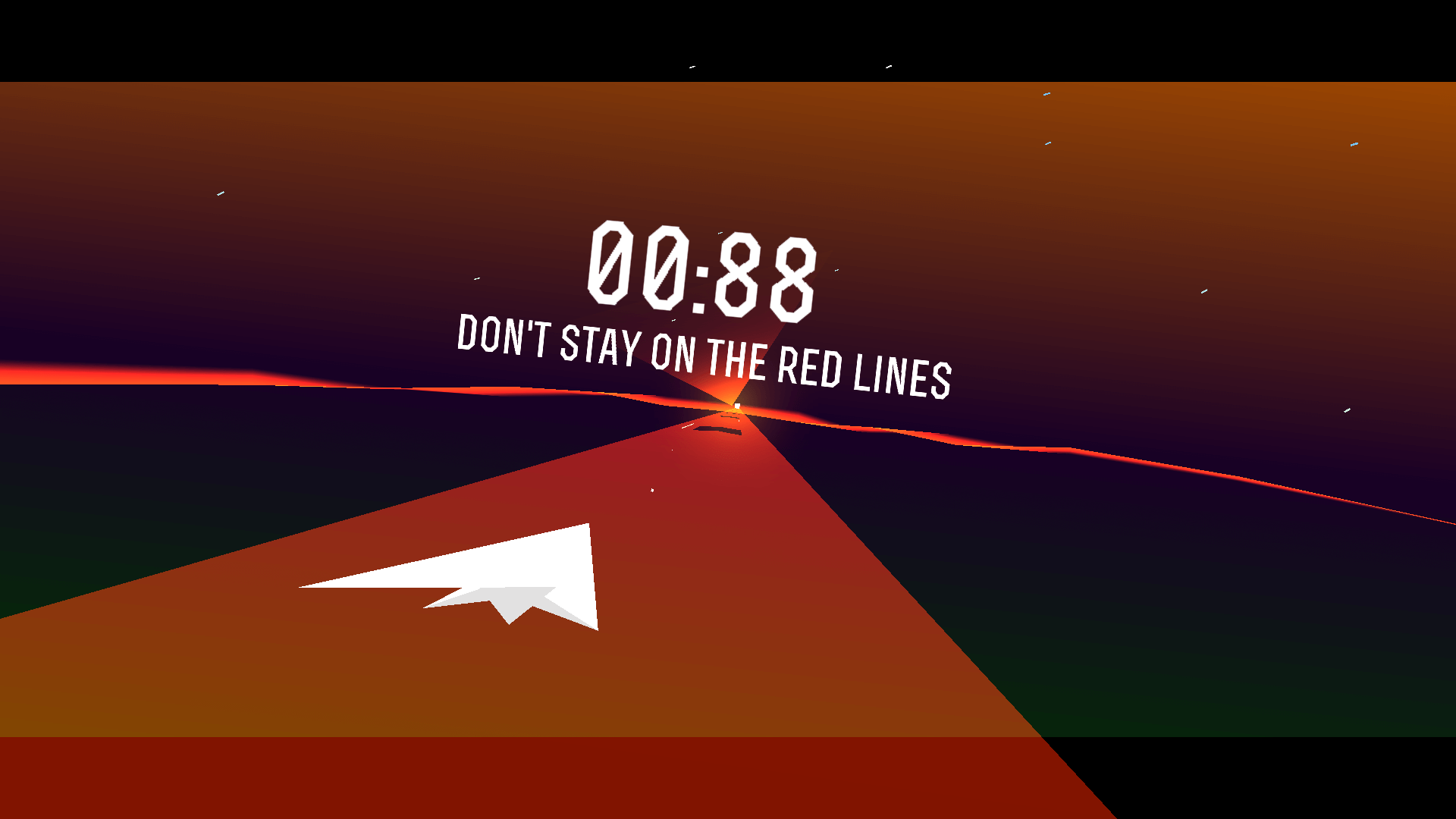 Red Rush game play showing a spaceship dodging red obstacles at high speed1