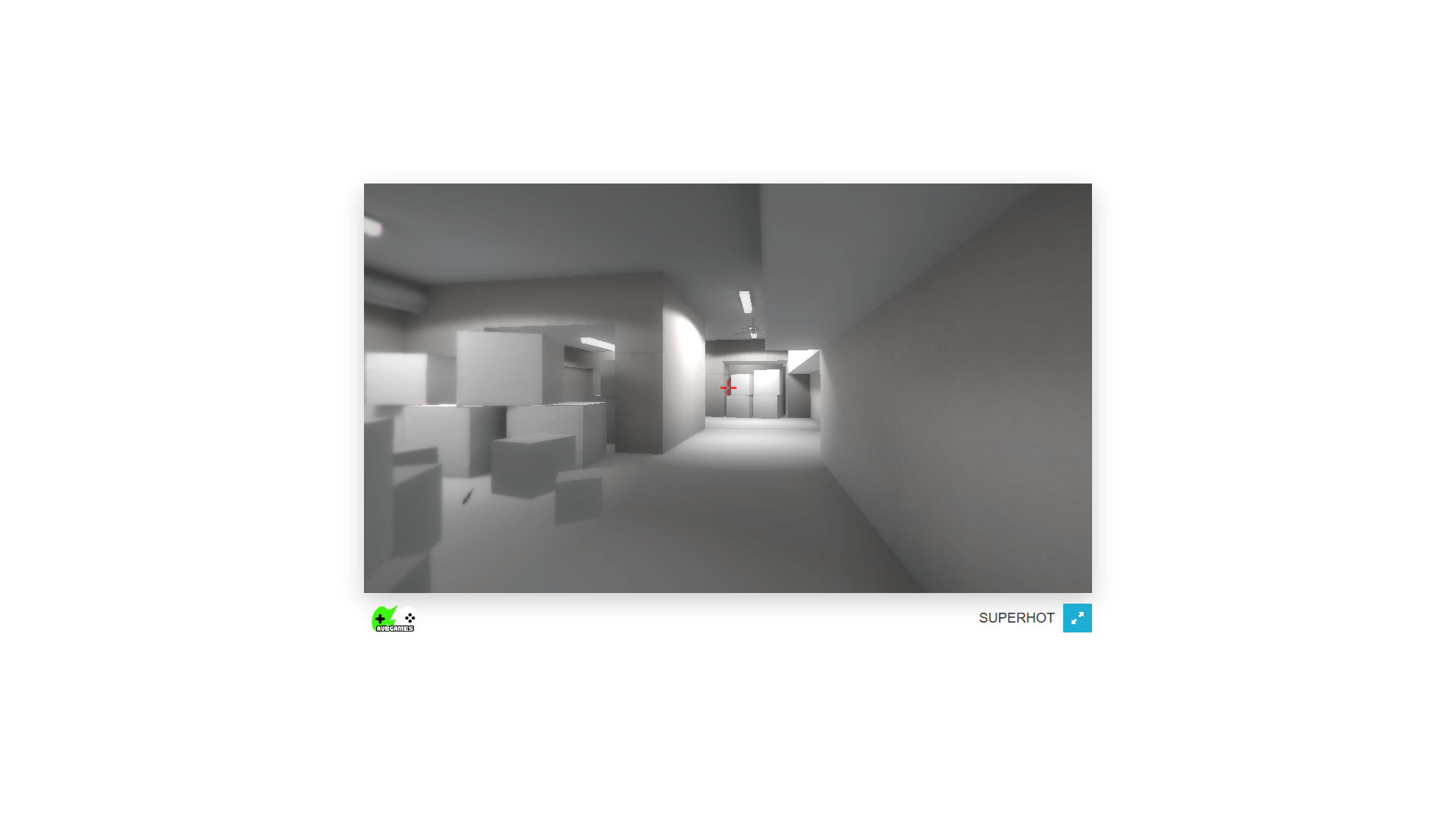 SUPERHOT gameplay showing player dodging bullets in a frozen time moment