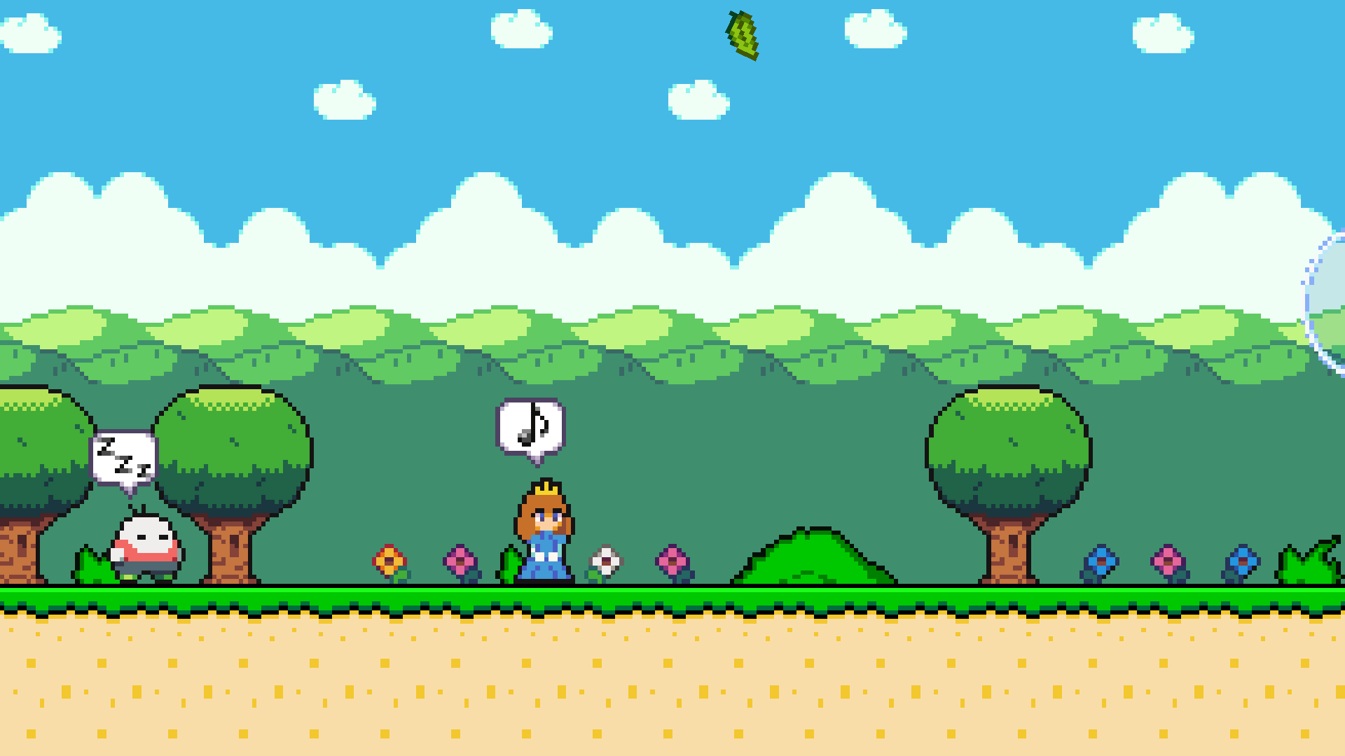 Super Onion Boy fighting zombie carrot enemies in a side-scrolling level