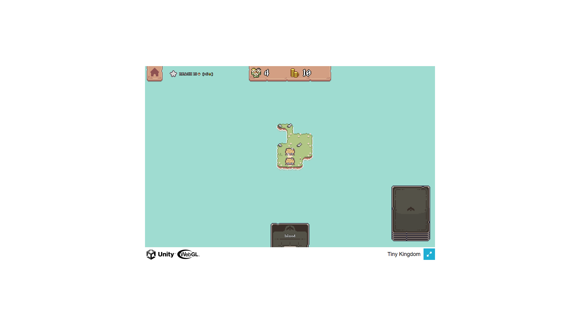 Building and expanding a medieval kingdom in Tiny Kingdom with cards and city structures
