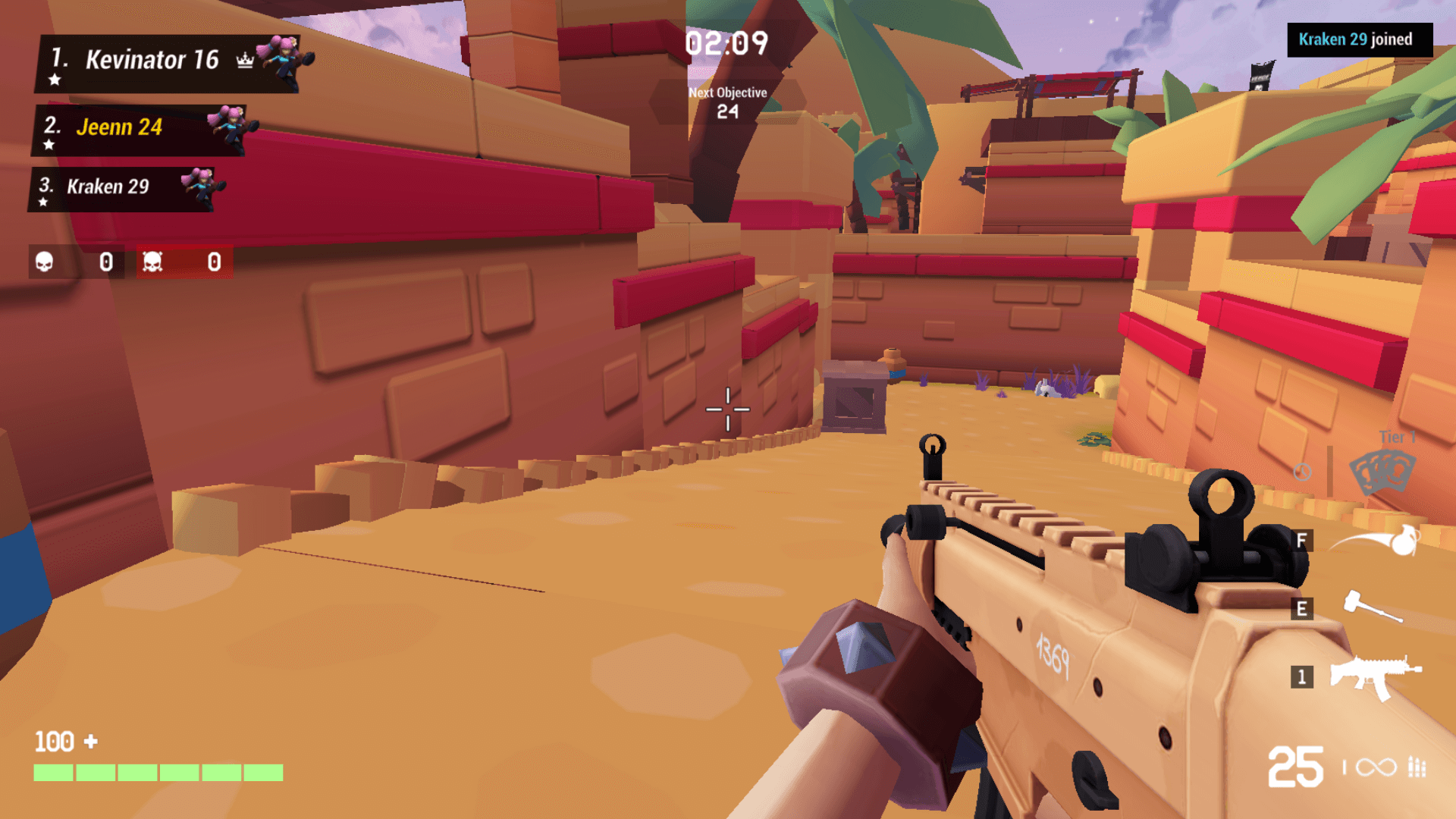 Venge.io character capturing a flag to unlock new abilities in the game 