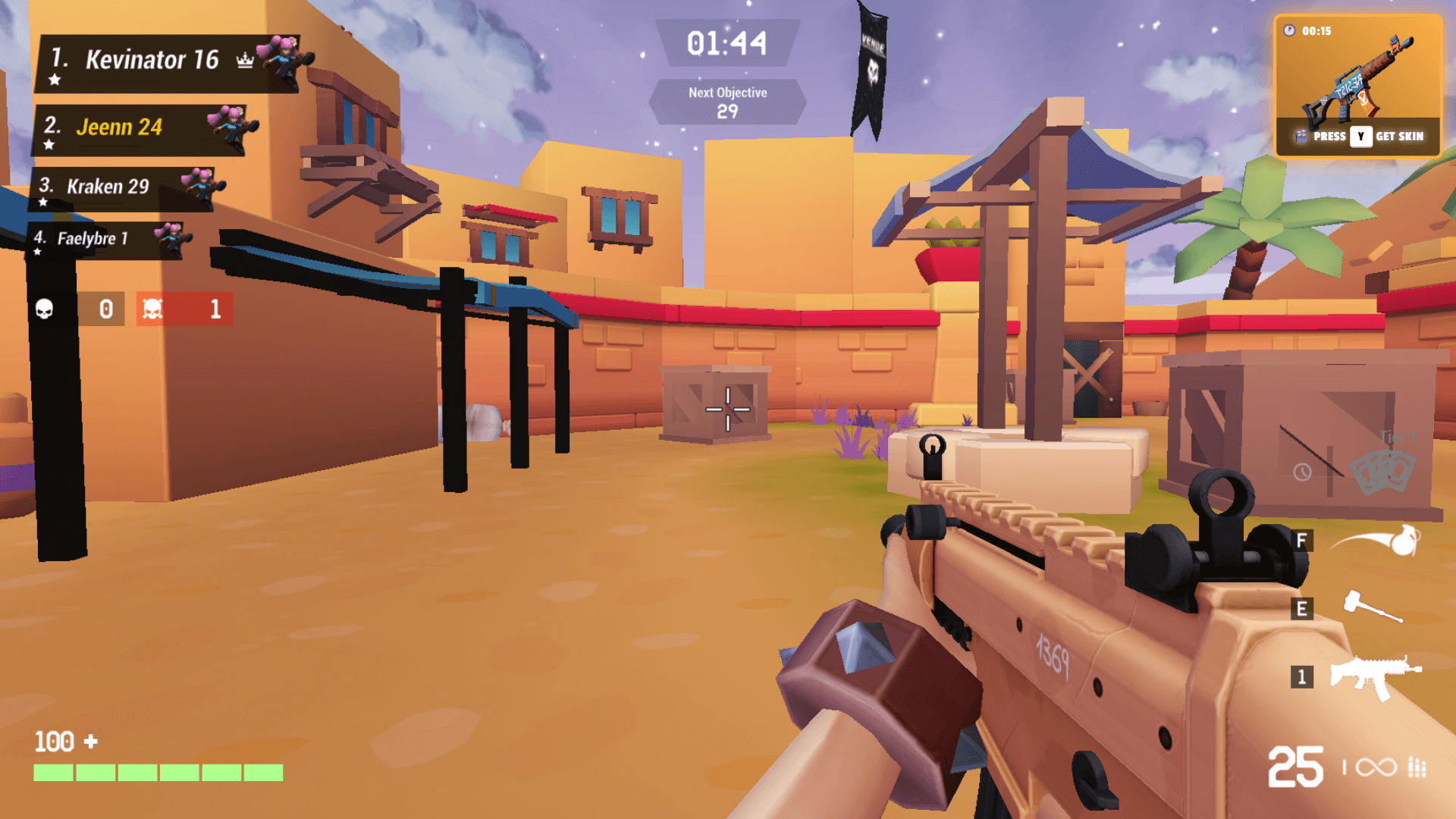 Intense multiplayer shooting battle in Venge.io with characters using various weapons. 