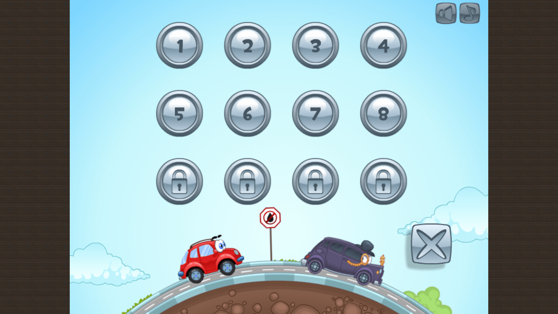 Wheely solving a puzzle in a city-themed level in Wheely 3