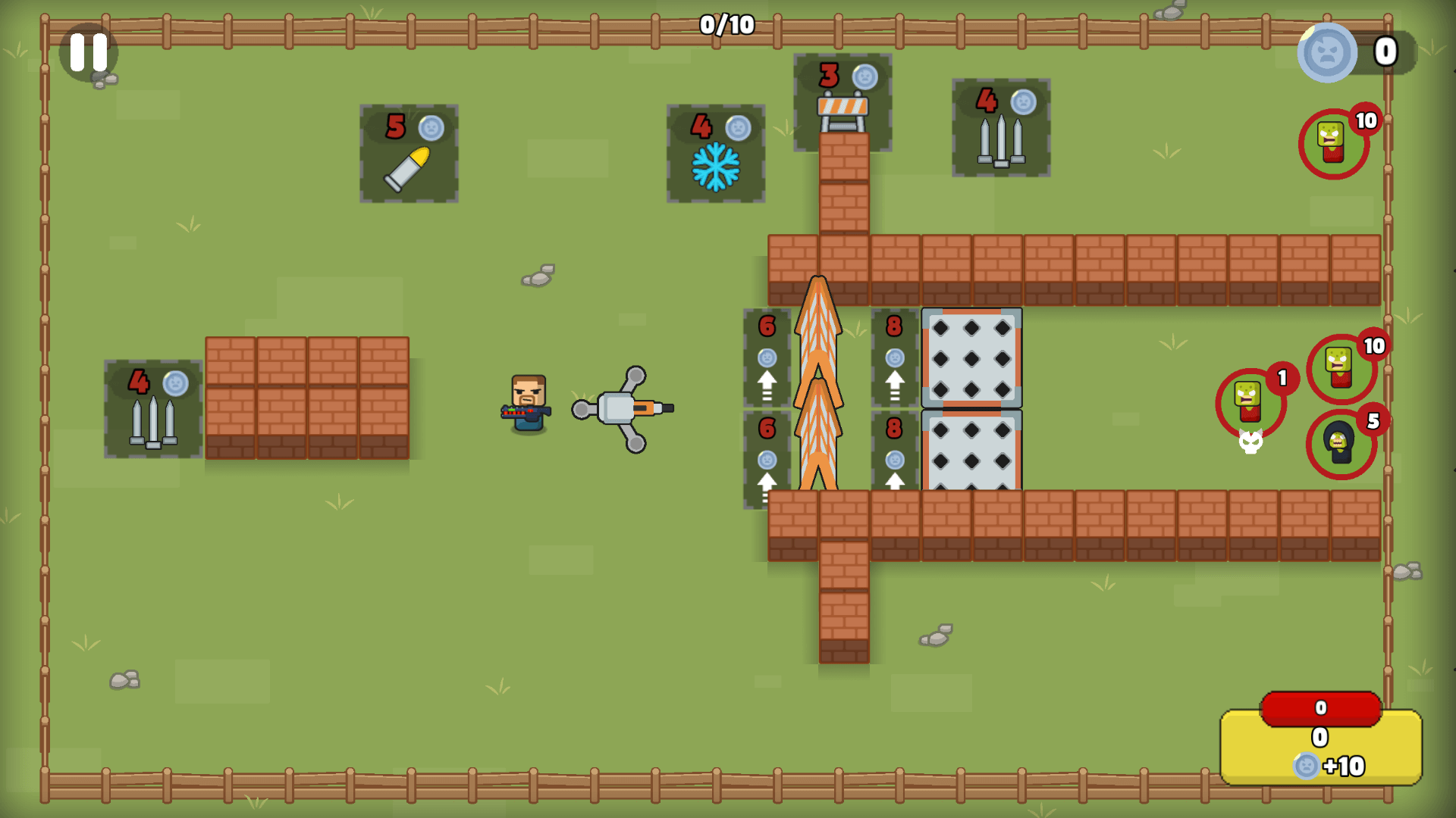Zombie Horde: Build & Survive game menu with start and upgrade options