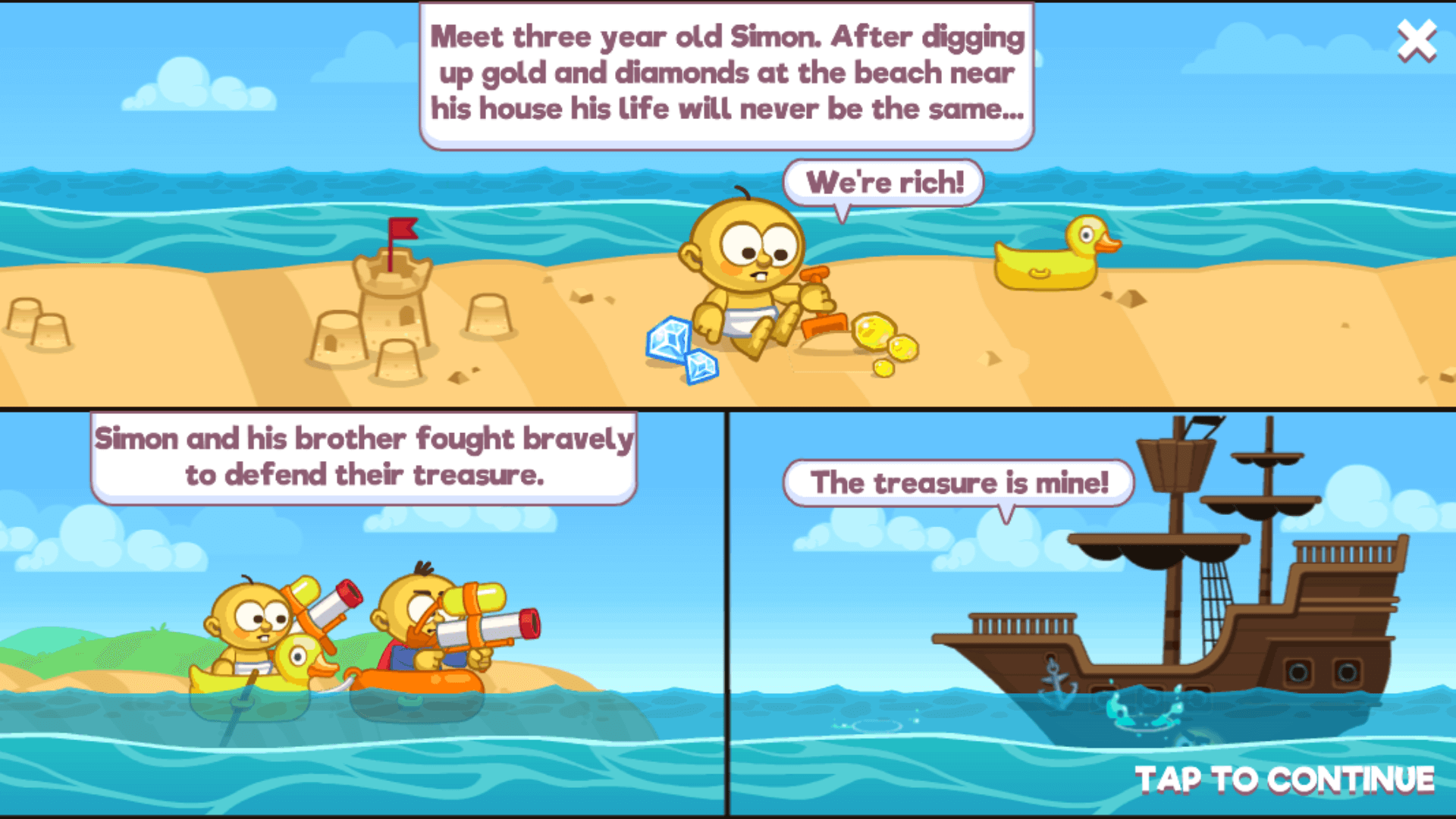 Water park level with lifeguards and slides in Raft Wars 2