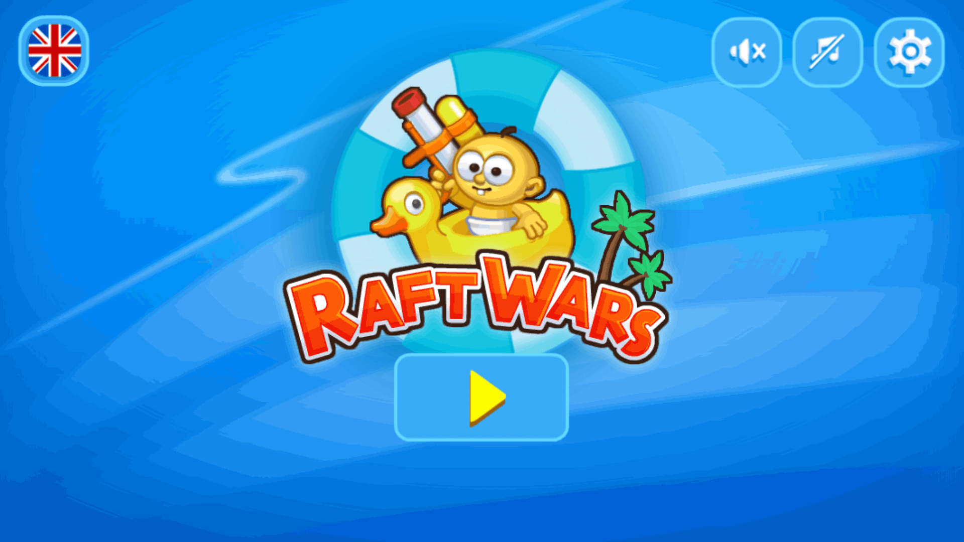 Colorful ocean scene with cartoon-style battle action