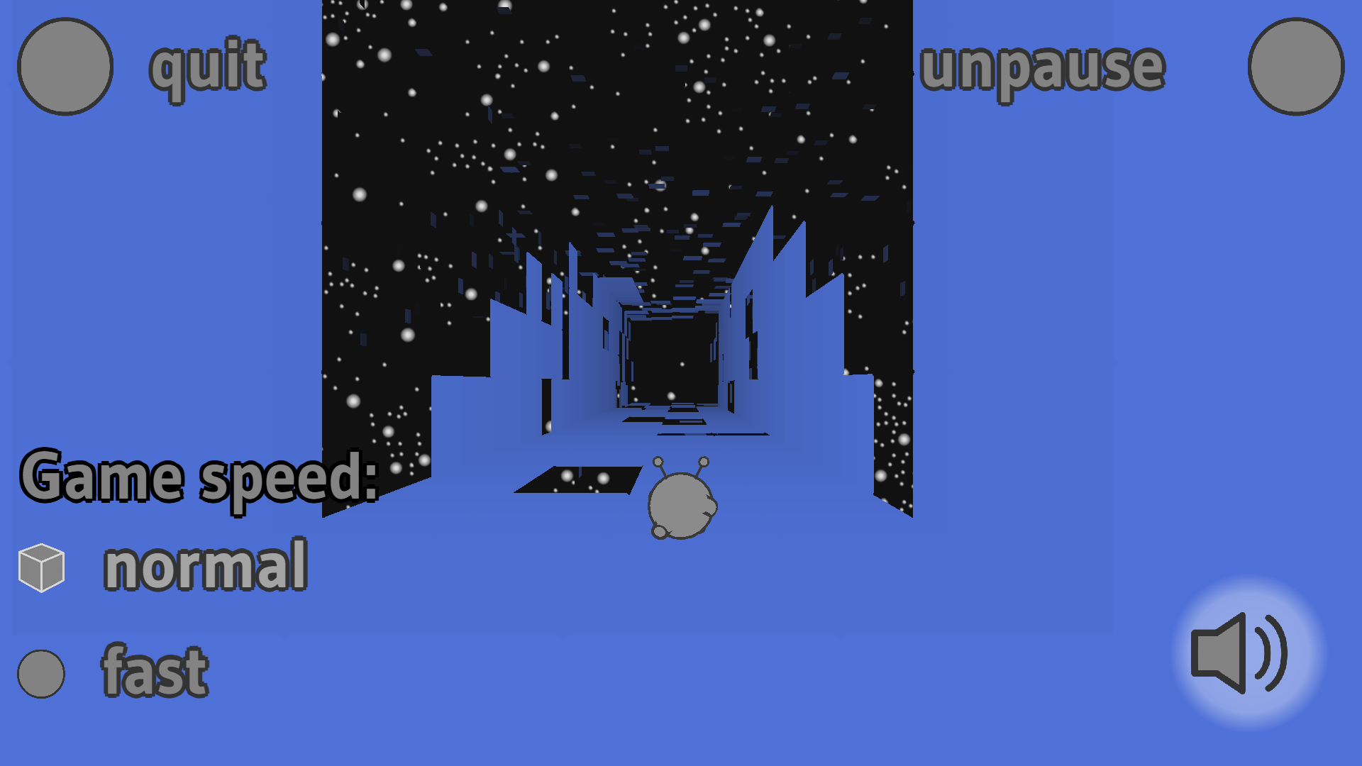Run 1 gameplay with a character dodging space obstacles