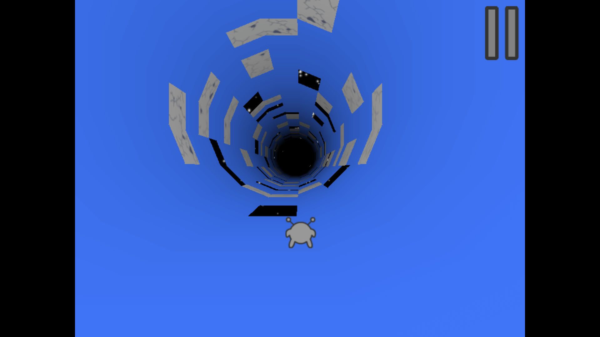 Run 3 character sprinting through a space tunnel
