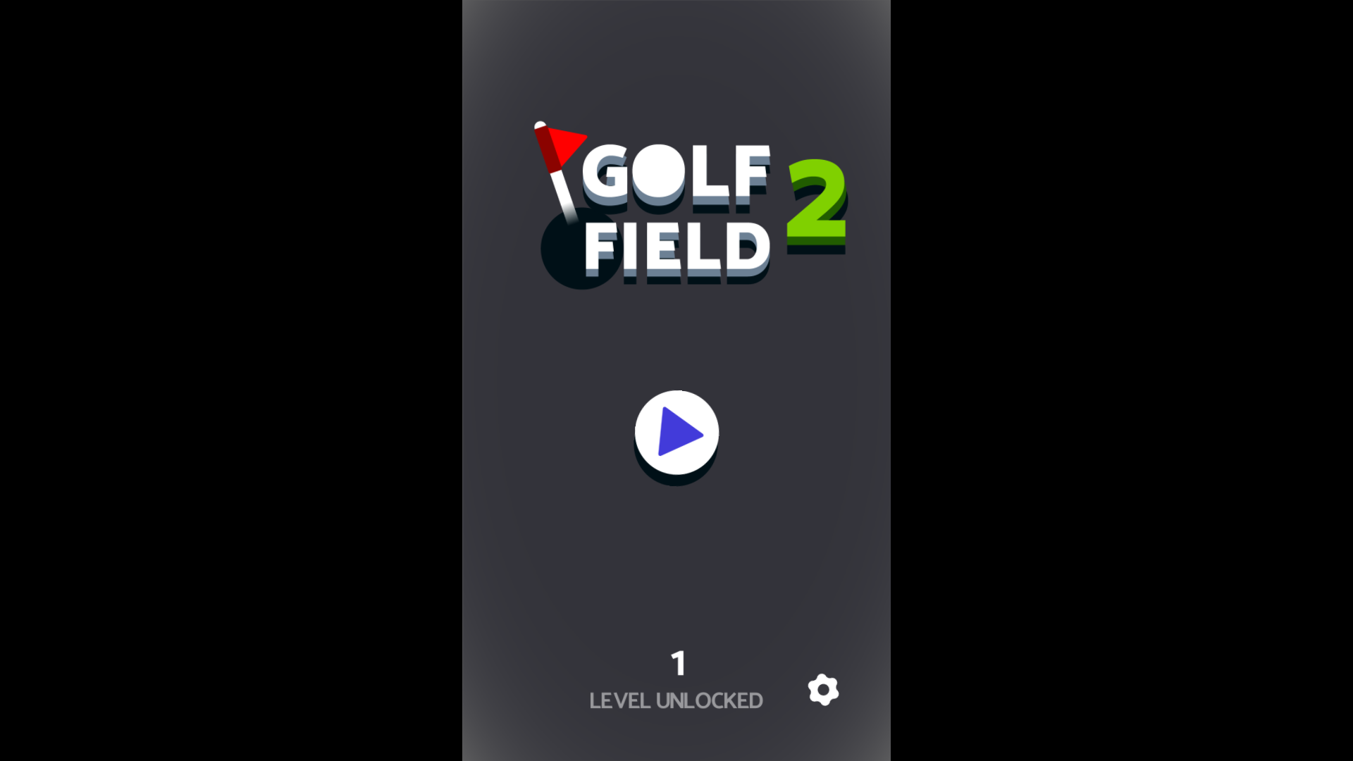 Golf Field 2 victory screen showing the ball in the hole and a winning message