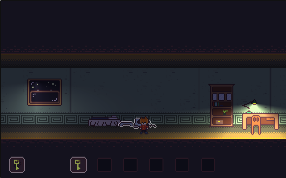 Dark atmospheric environment with puzzle clues in SYNTAXIA game