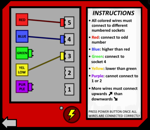 Point-and-click interface showing puzzle clues and interactive items