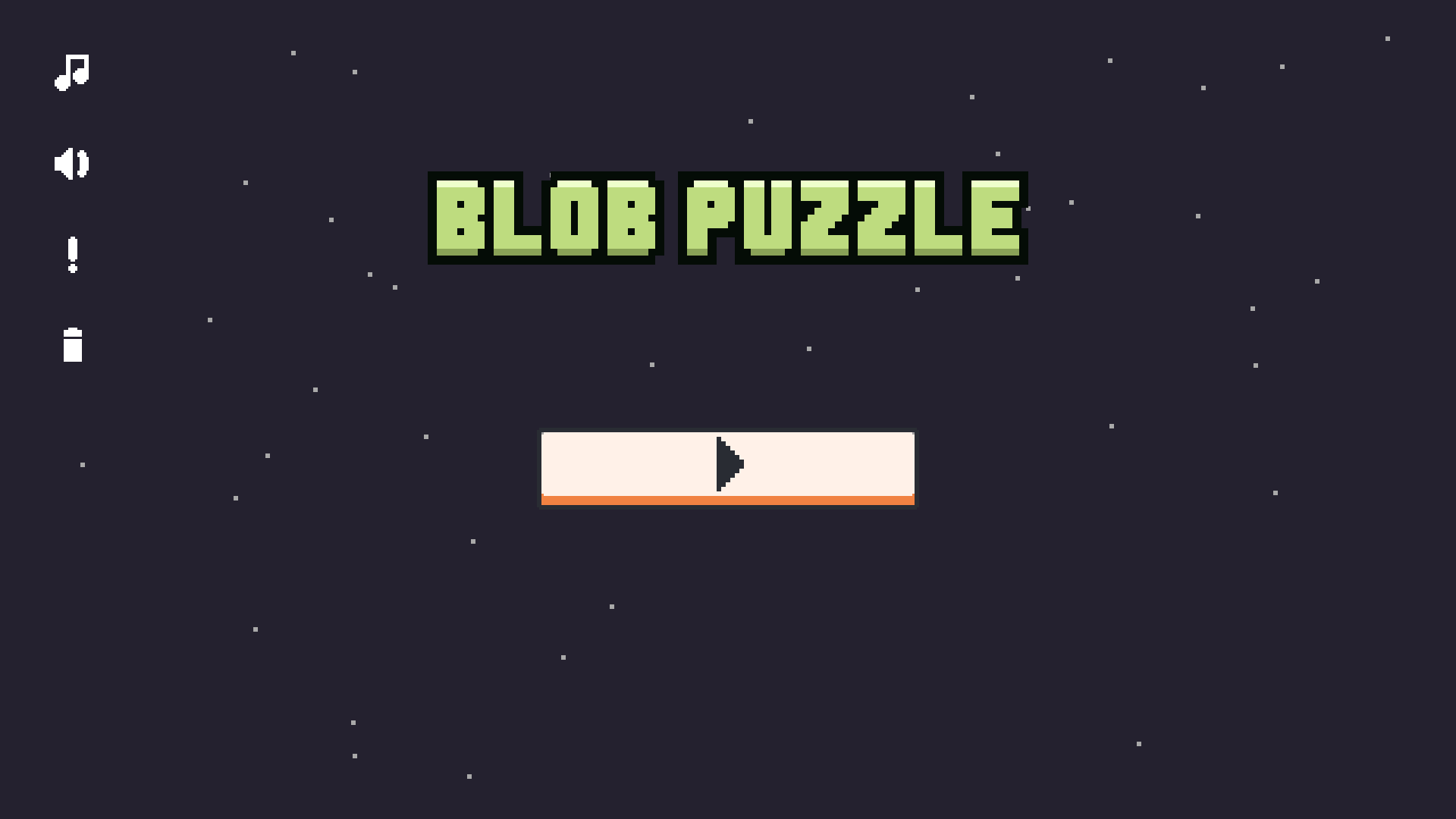 Blob Puzzle main menu with start button and colorful background