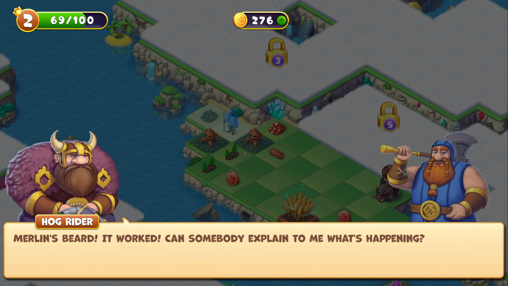 Mergest Kingdom main screen with merged plants, creatures, and buildings2