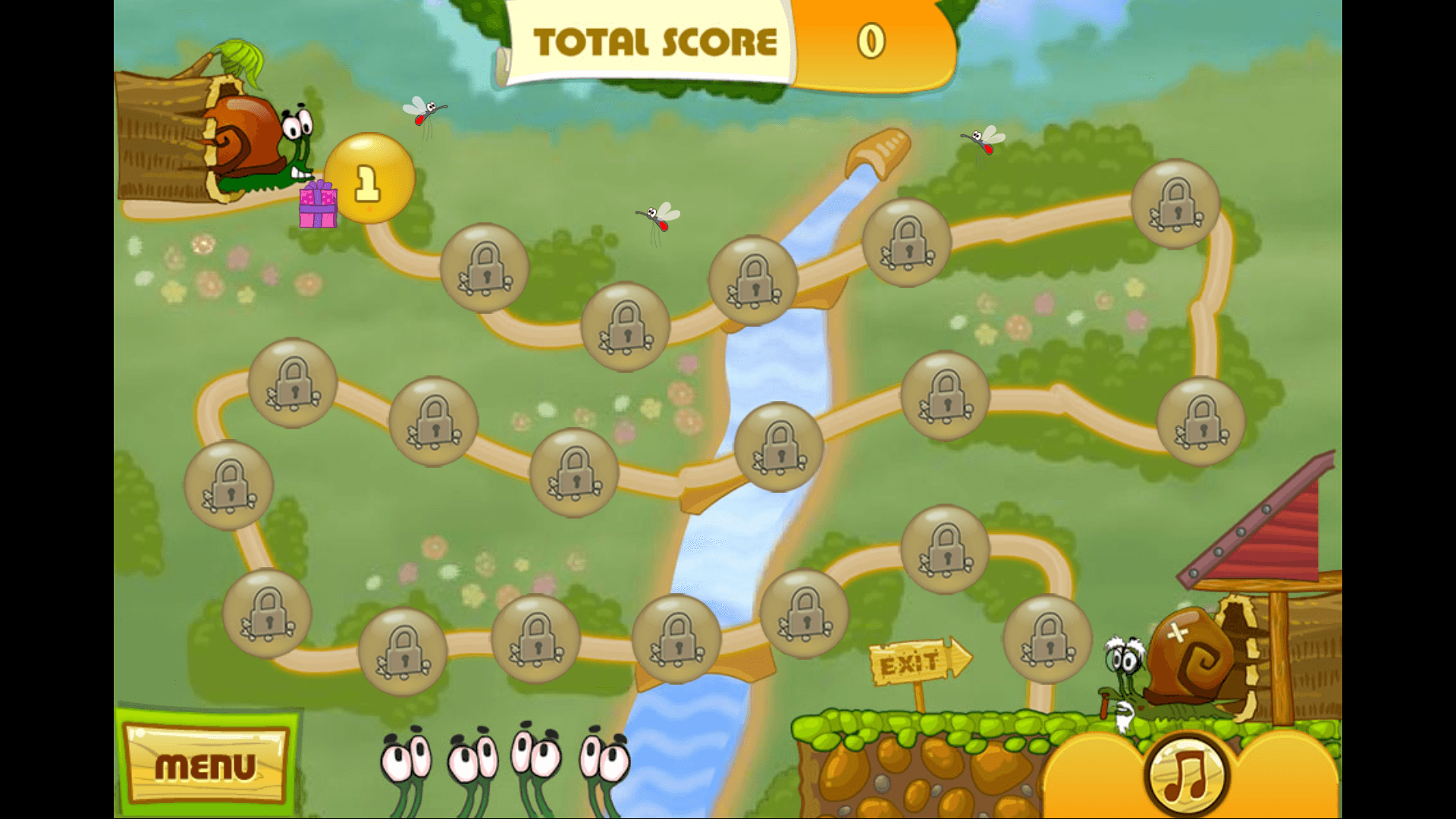 Snail Bob activating switches and solving puzzles